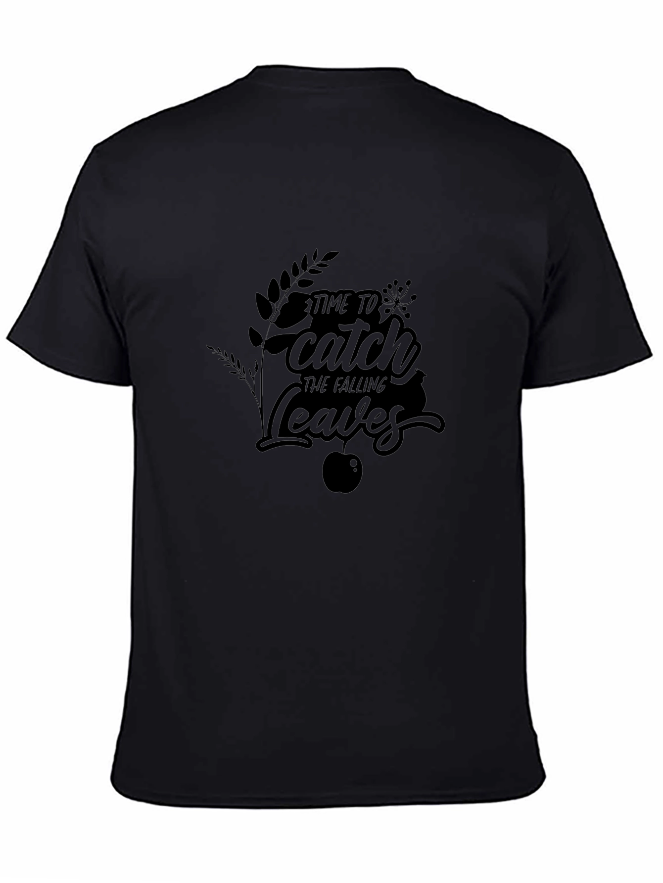 Catch the Falling Leaves Graphic Tee - Black