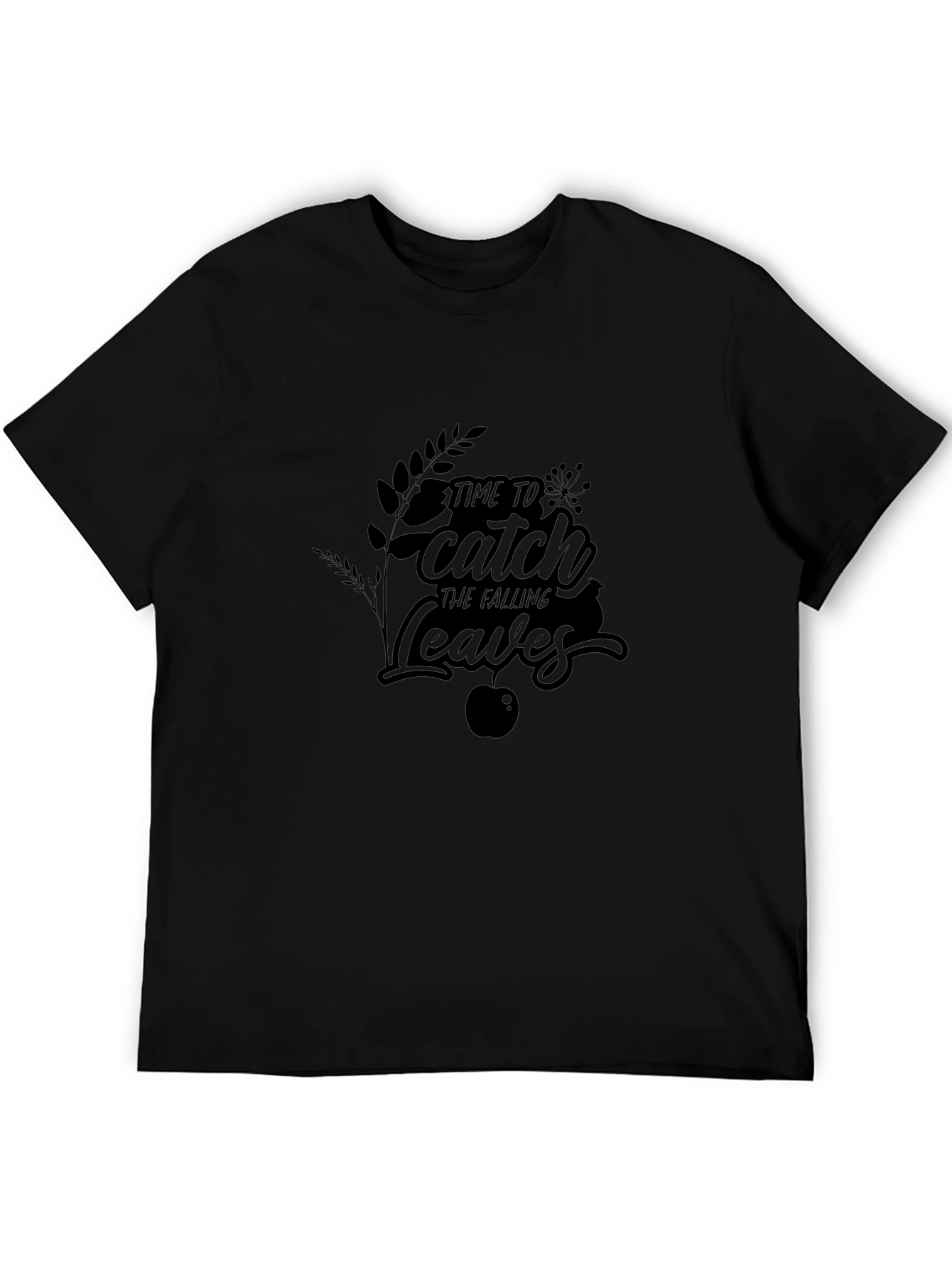 Catch the Falling Leaves Graphic Tee - Black