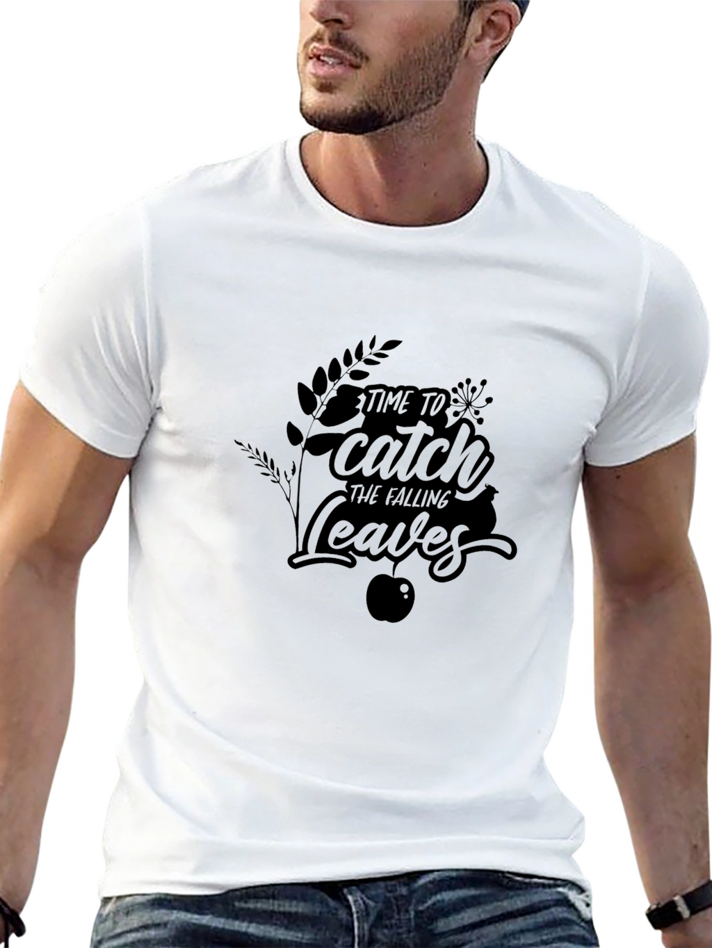 Catch the Falling Leaves Graphic Tee - Black