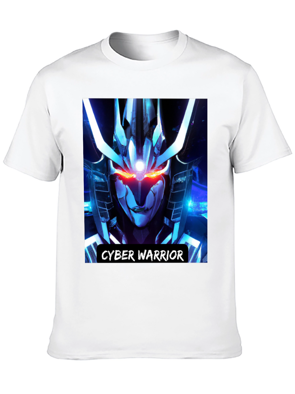 Cyber Warrior Graphic Print Black T-Shirt