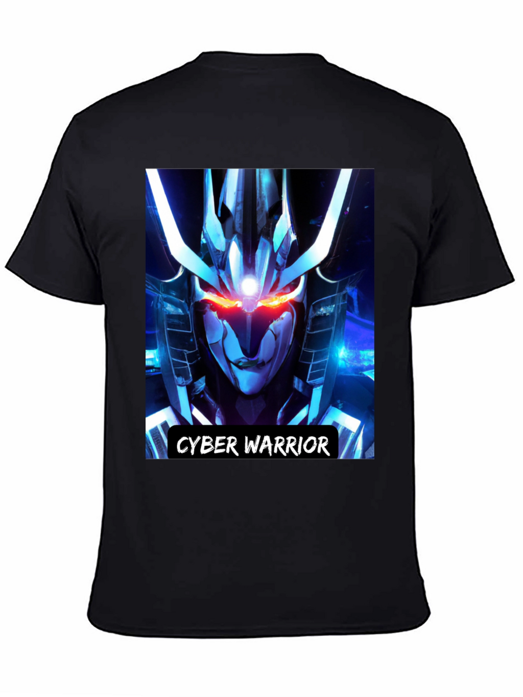 Cyber Warrior Graphic Print Black T-Shirt
