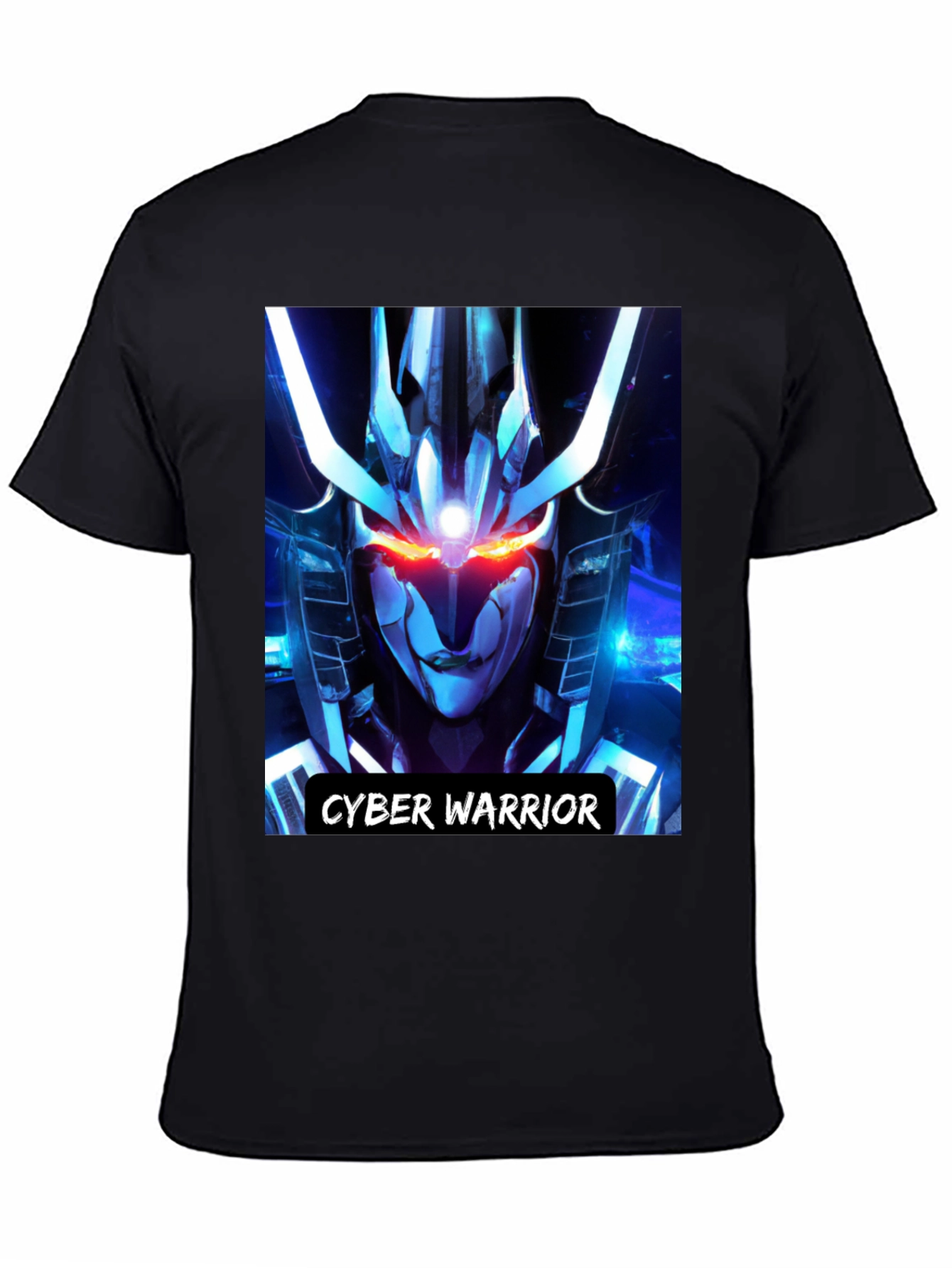 Cyber Warrior Graphic Print Black T-Shirt