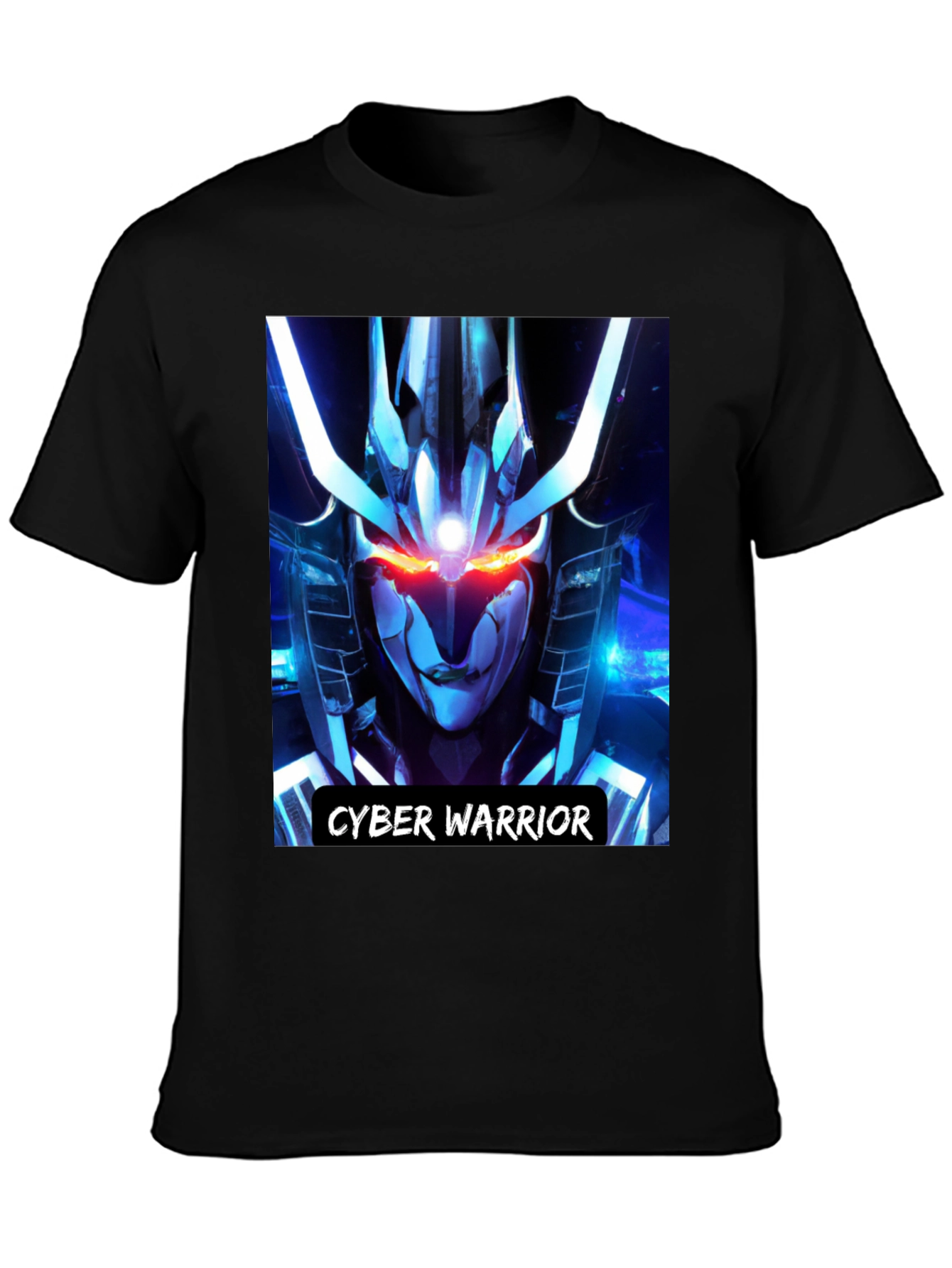 Cyber Warrior Graphic Print Black T-Shirt