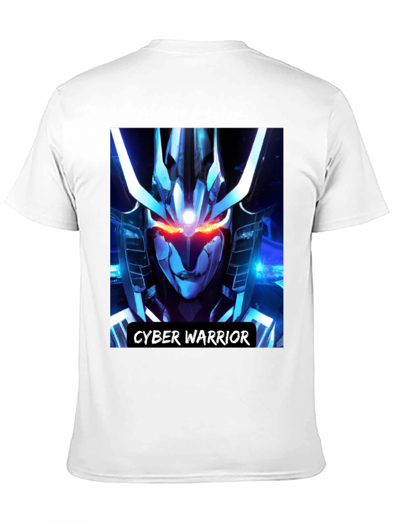 Cyber Warrior Graphic Print Black T-Shirt