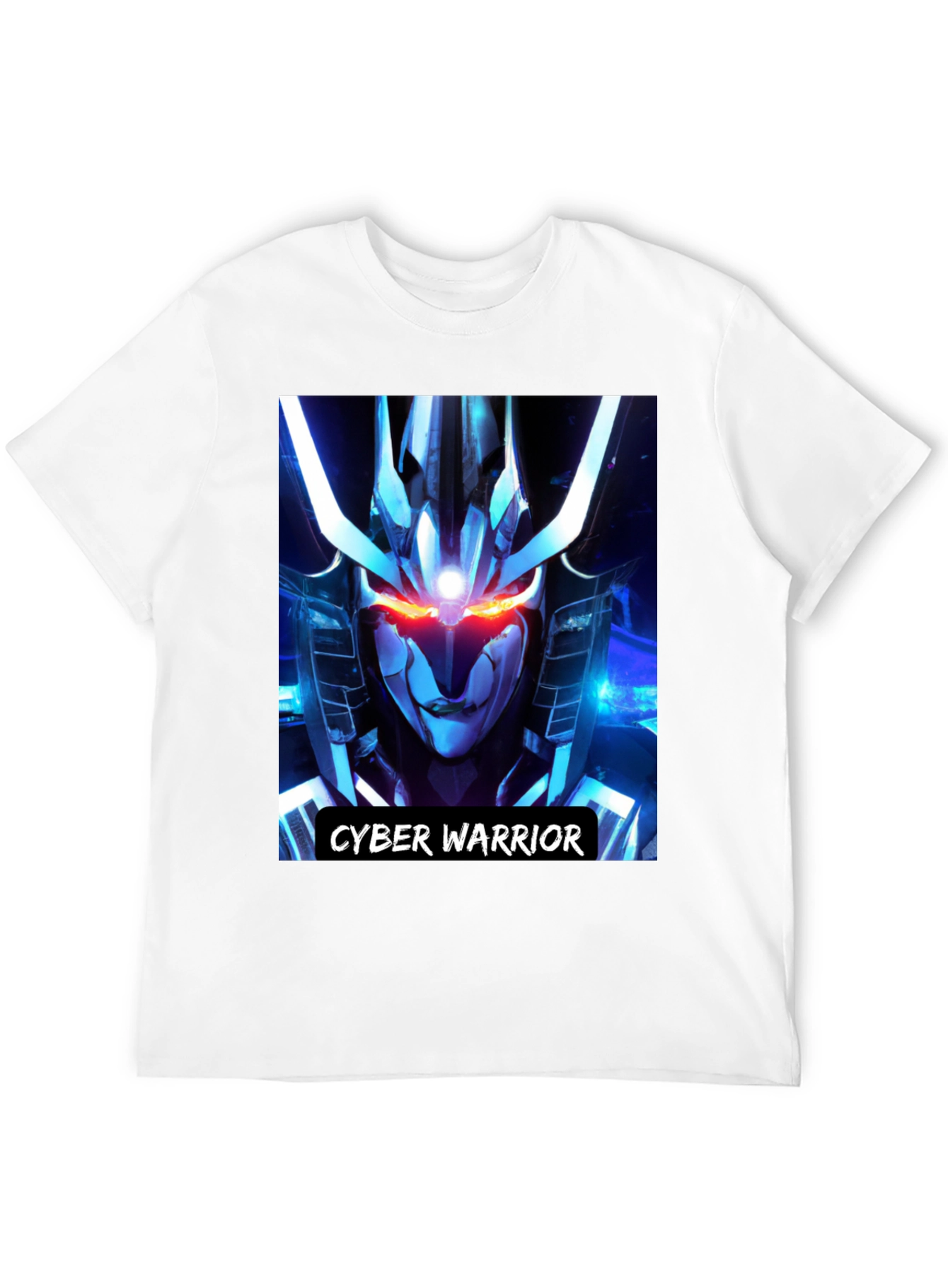 Cyber Warrior Graphic Print Black T-Shirt