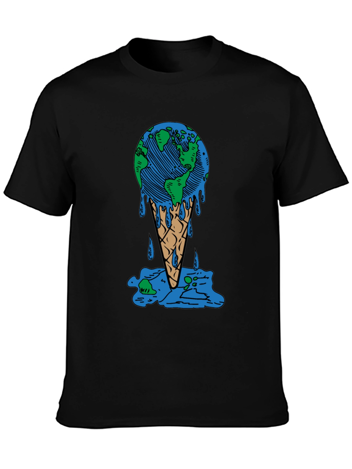Earth Ice Cream Cone Graphic Tee - Global Warming Awareness Shirt