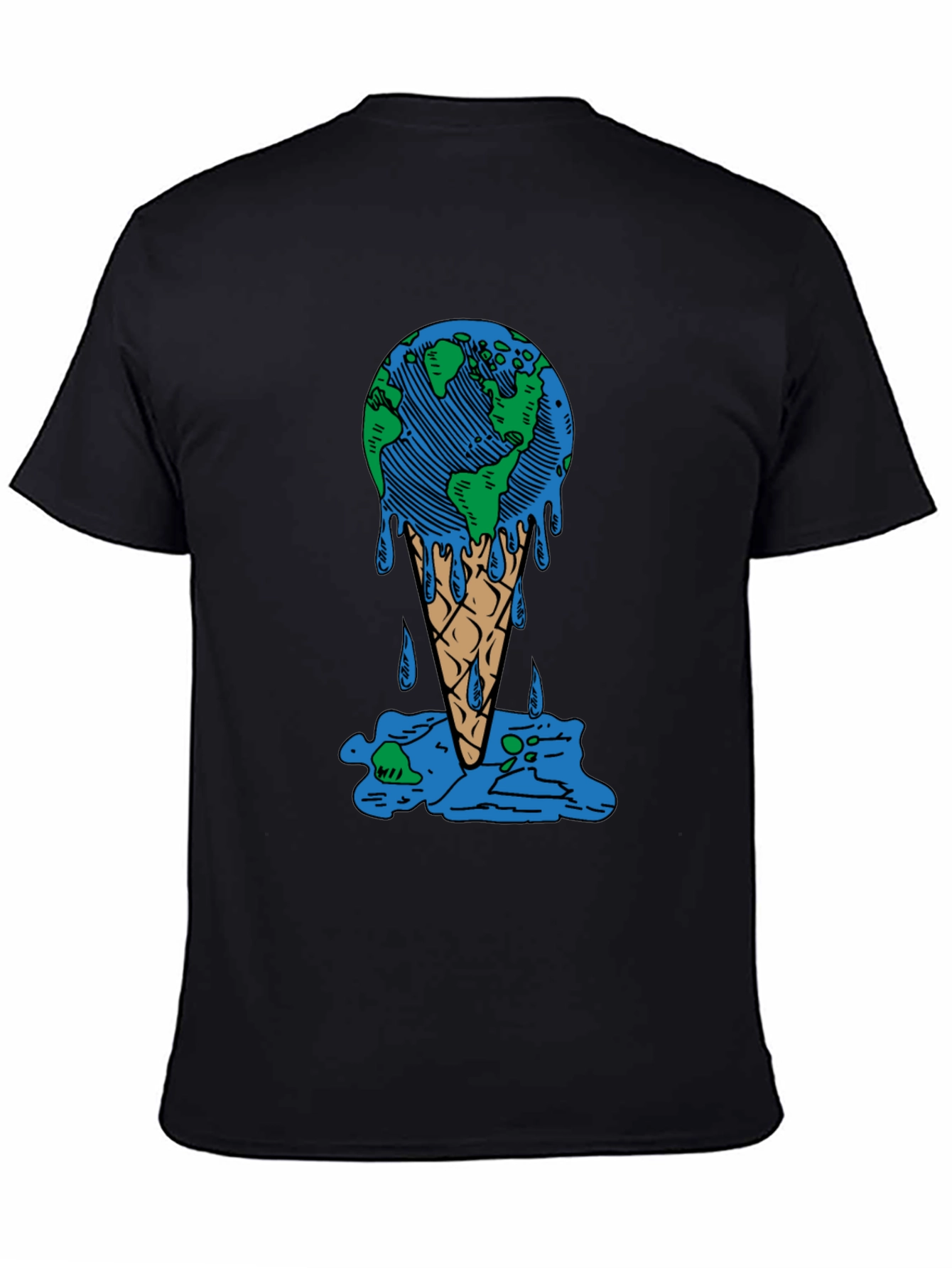 Earth Ice Cream Cone Graphic Tee - Global Warming Awareness Shirt