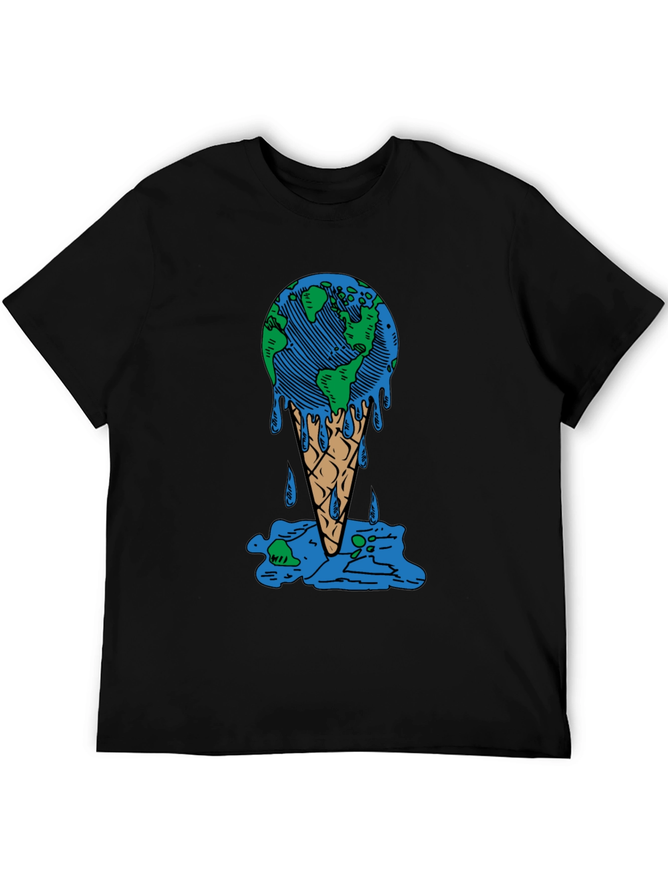 Earth Ice Cream Cone Graphic Tee - Global Warming Awareness Shirt