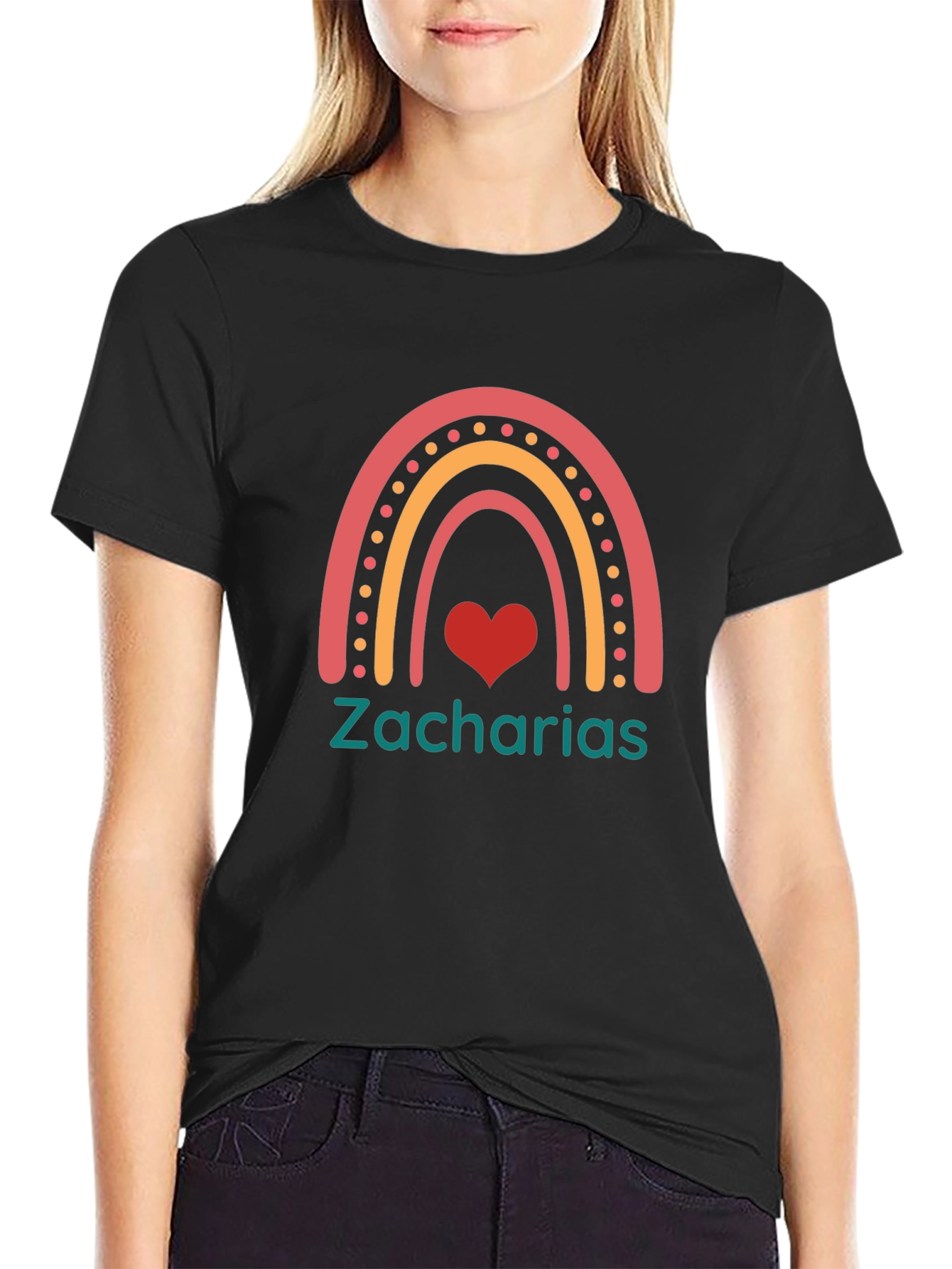 Zacharias Rainbow Heart T-Shirt - Black