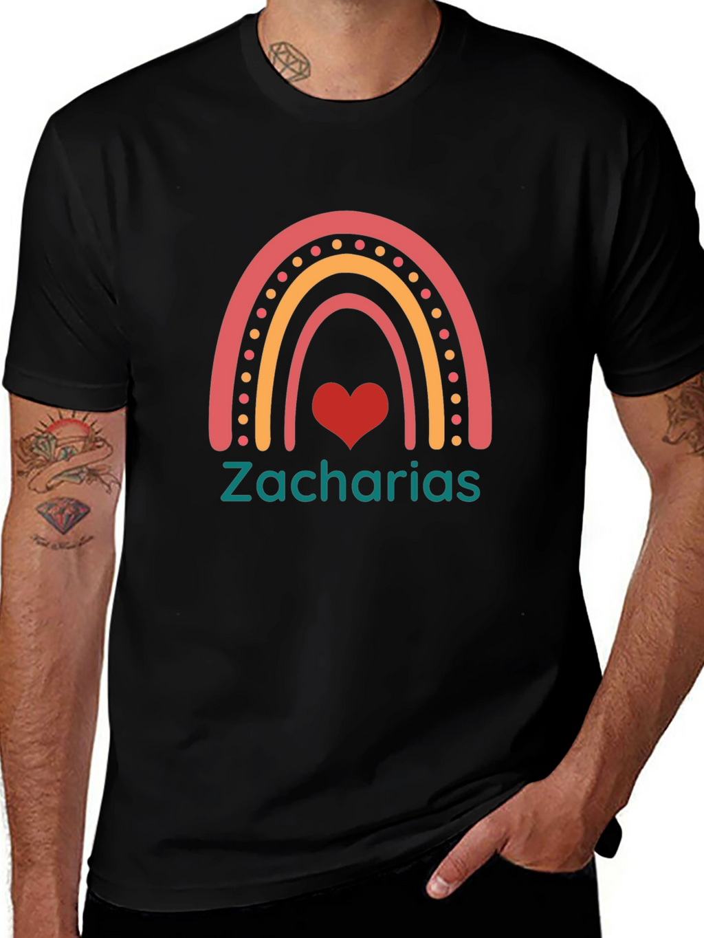 Zacharias Rainbow Heart T-Shirt - Black