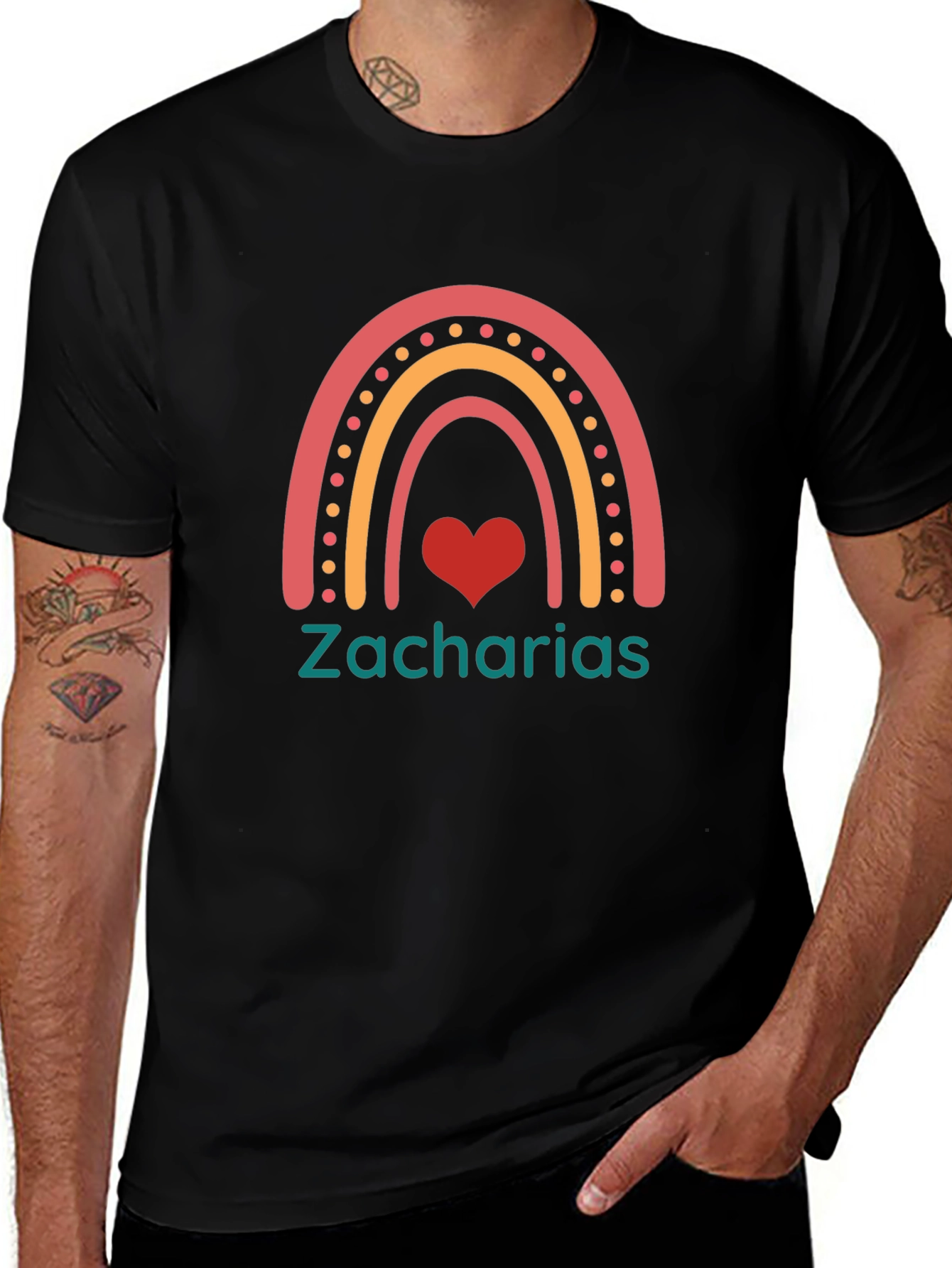 Zacharias Rainbow Heart T-Shirt - Black
