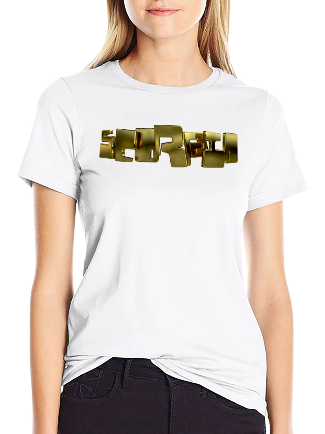 Golden Block Letter Graphic Black T-Shirt