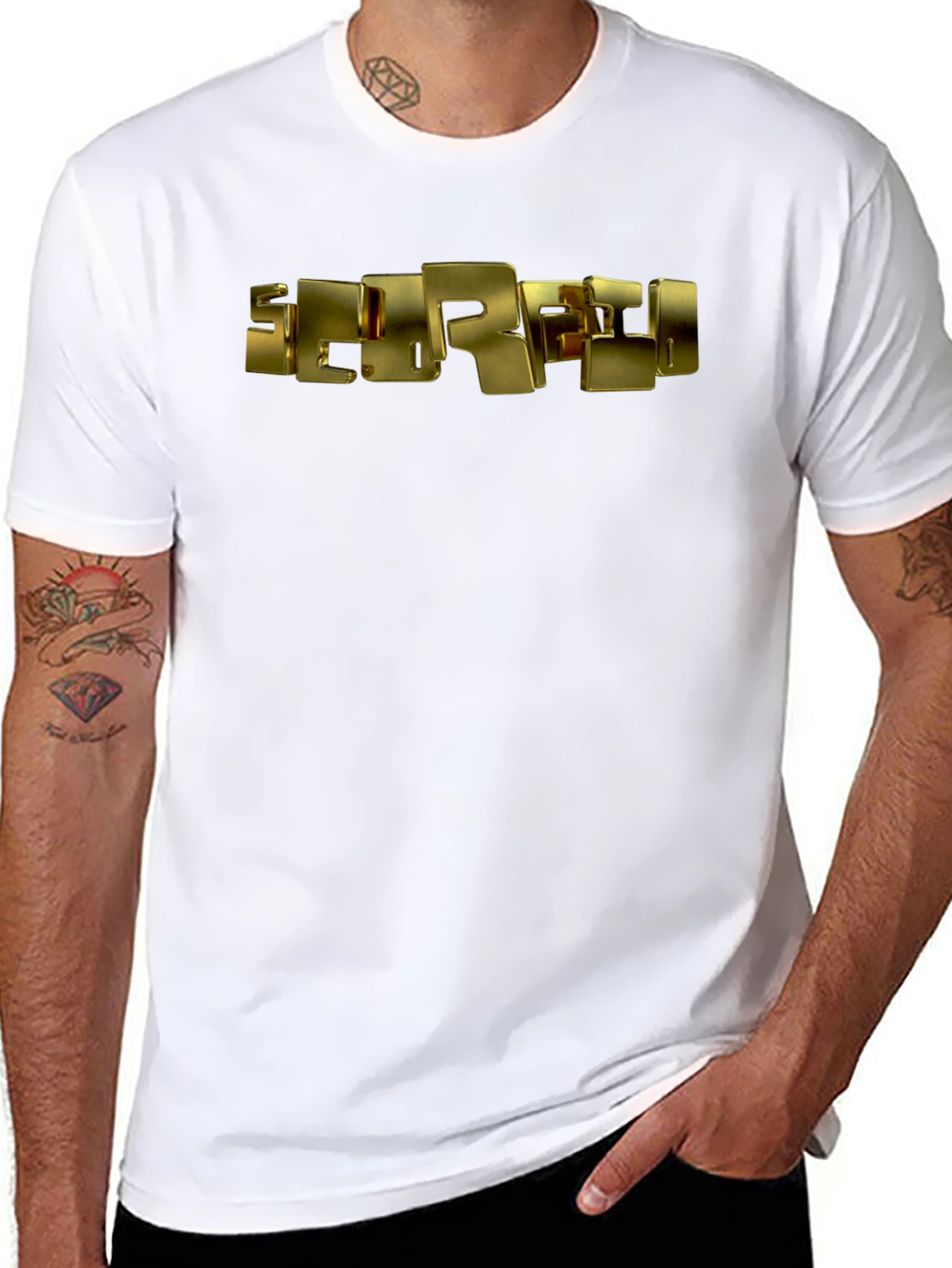 Golden Block Letter Graphic Black T-Shirt