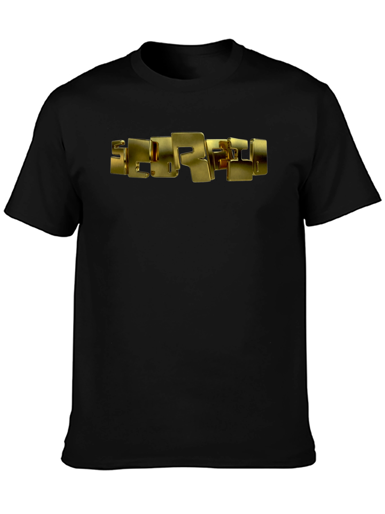 Golden Block Letter Graphic Black T-Shirt