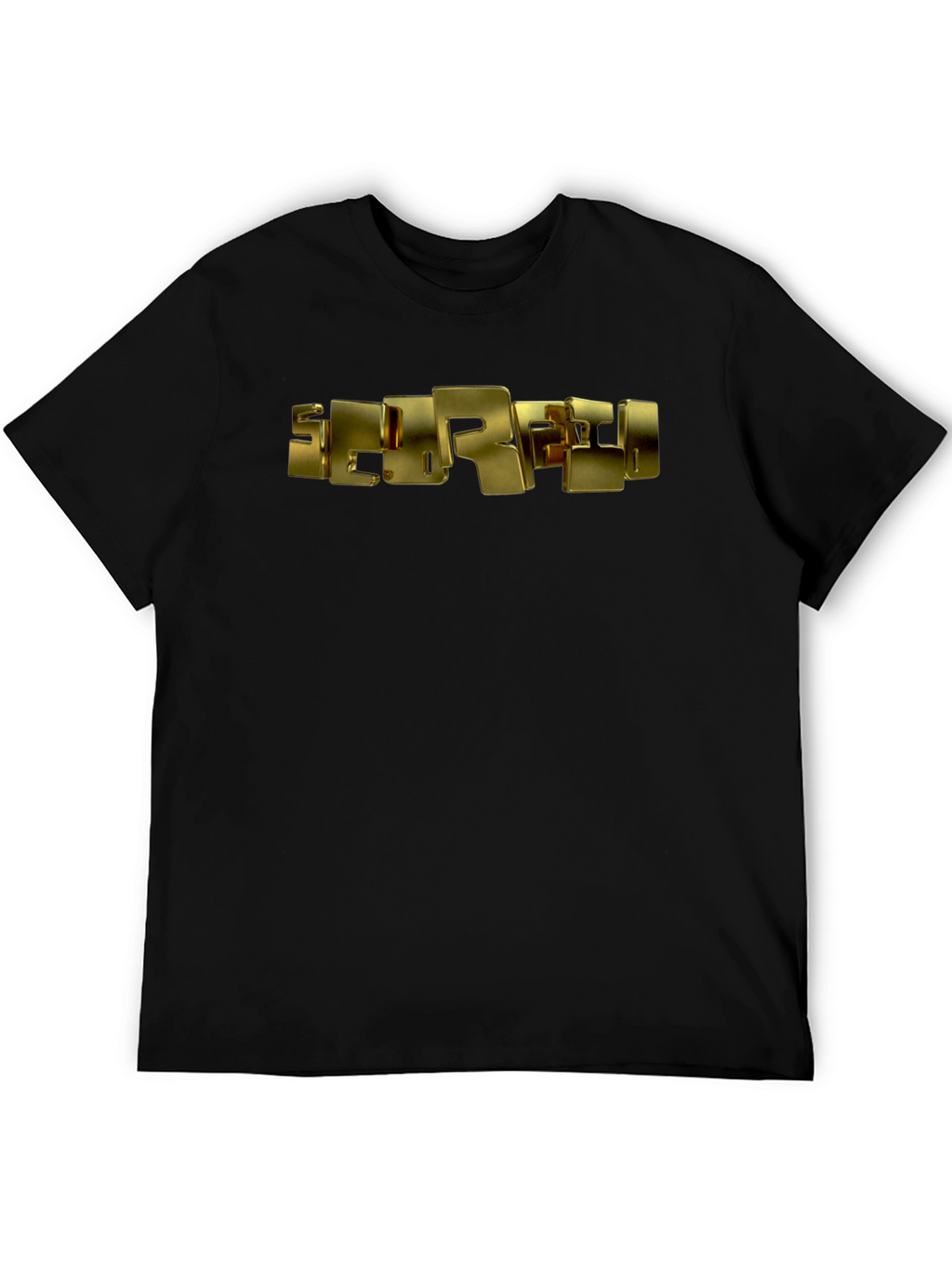 Golden Block Letter Graphic Black T-Shirt