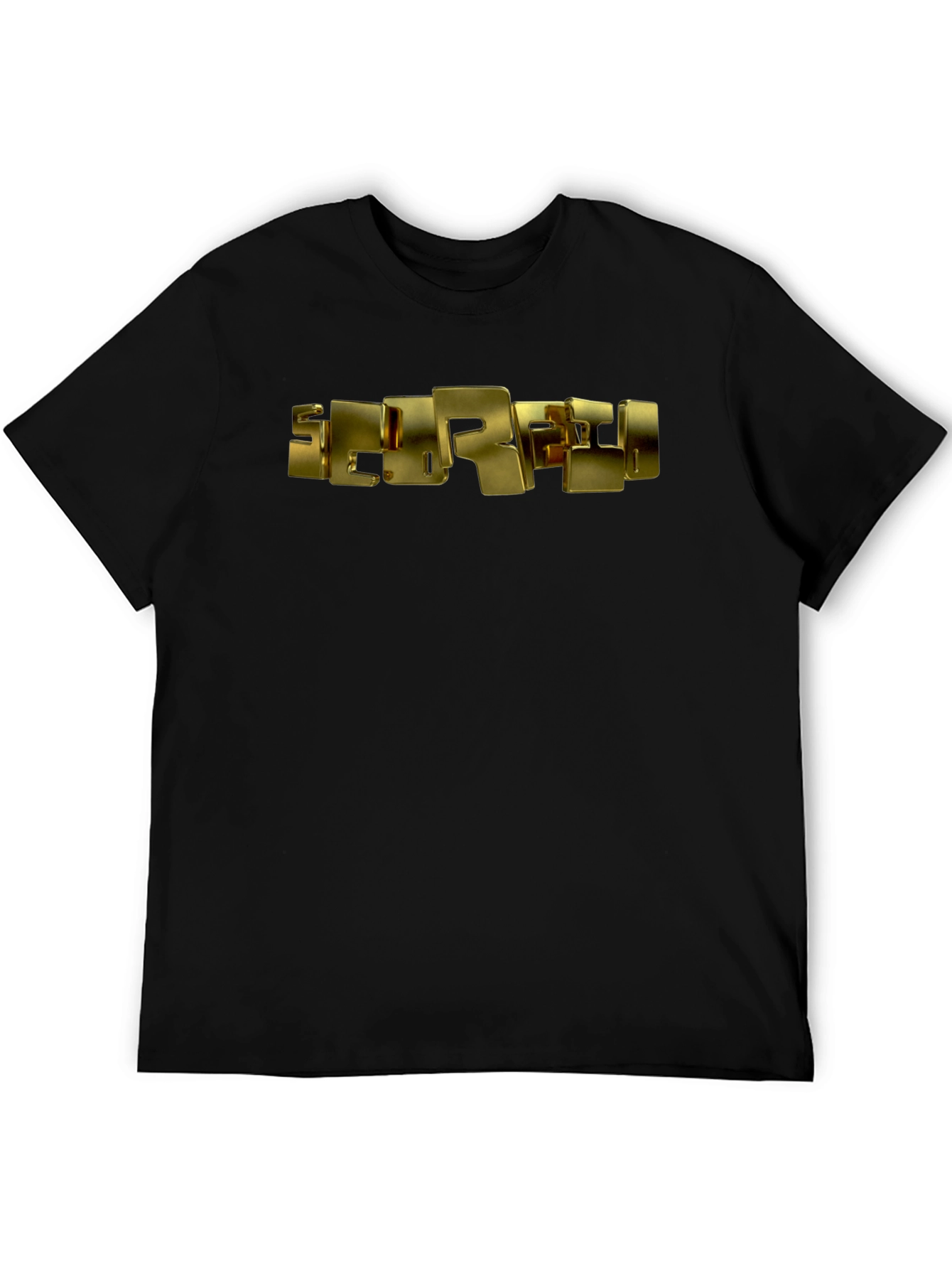 Golden Block Letter Graphic Black T-Shirt