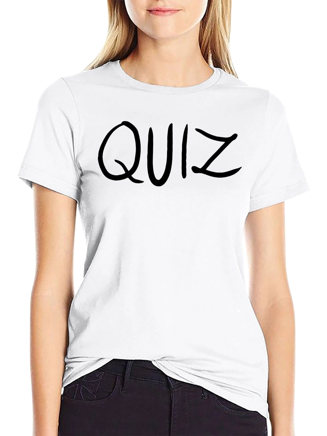 Quiz Graphic Tee - Black Cotton T-Shirt