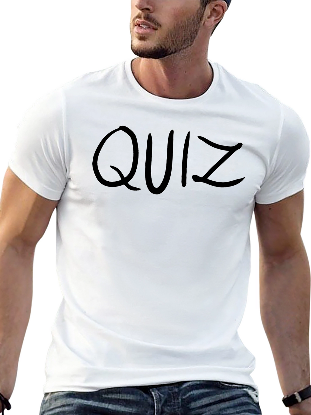 Quiz Graphic Tee - Black Cotton T-Shirt