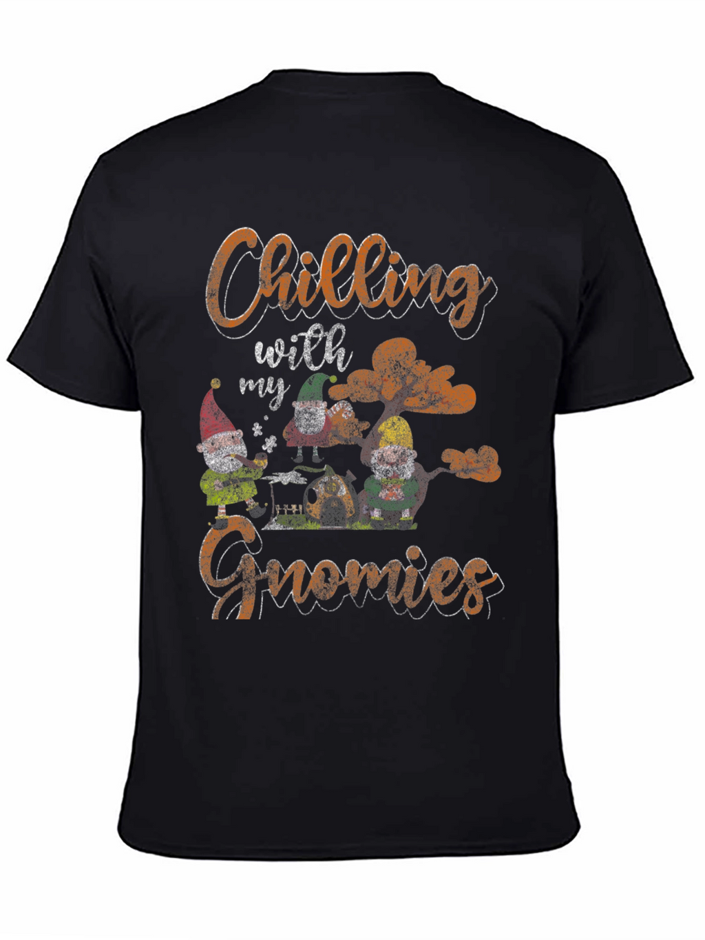 Chilling with my Gnomies Black T-Shirt