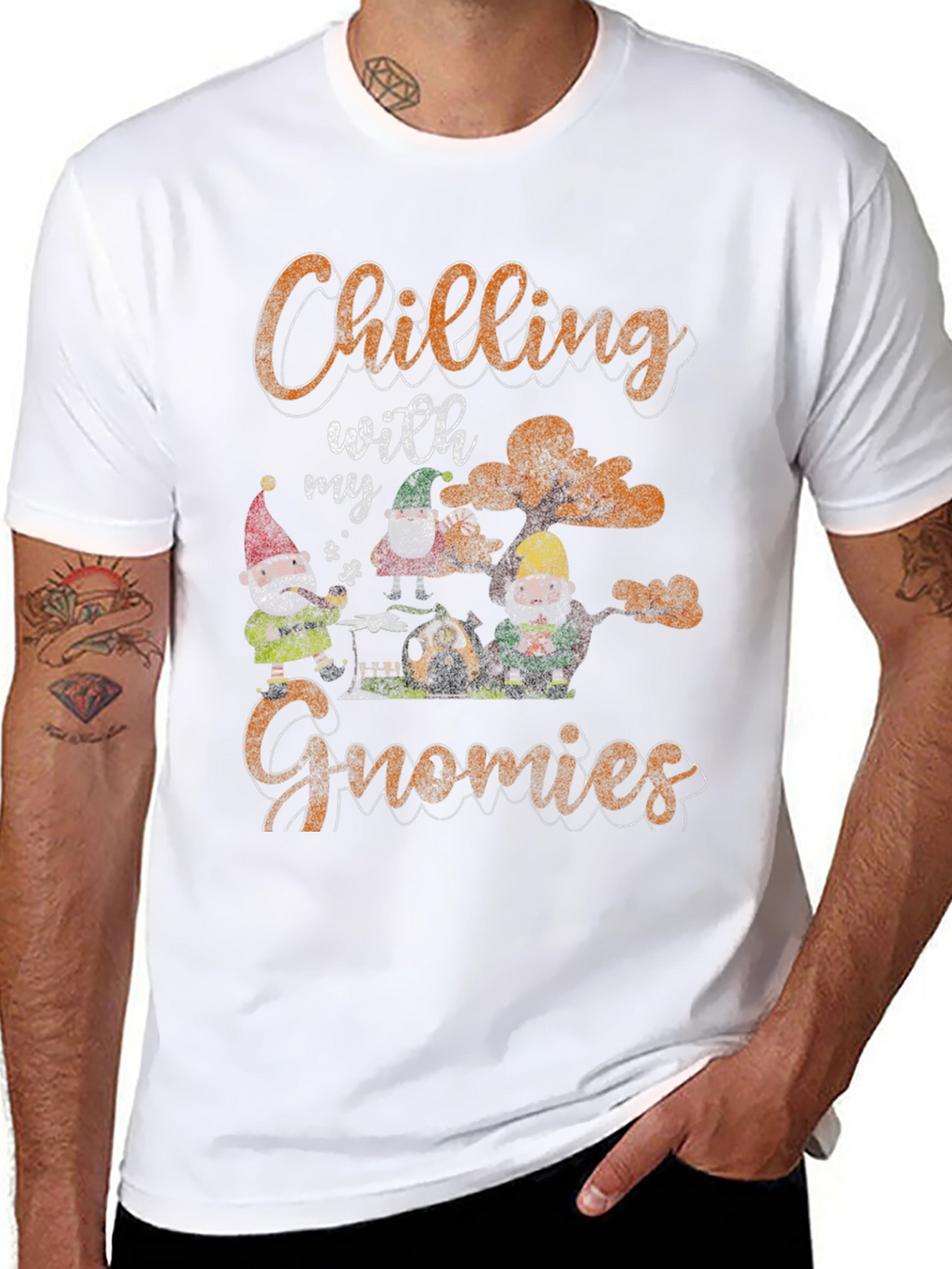 Chilling with my Gnomies Black T-Shirt