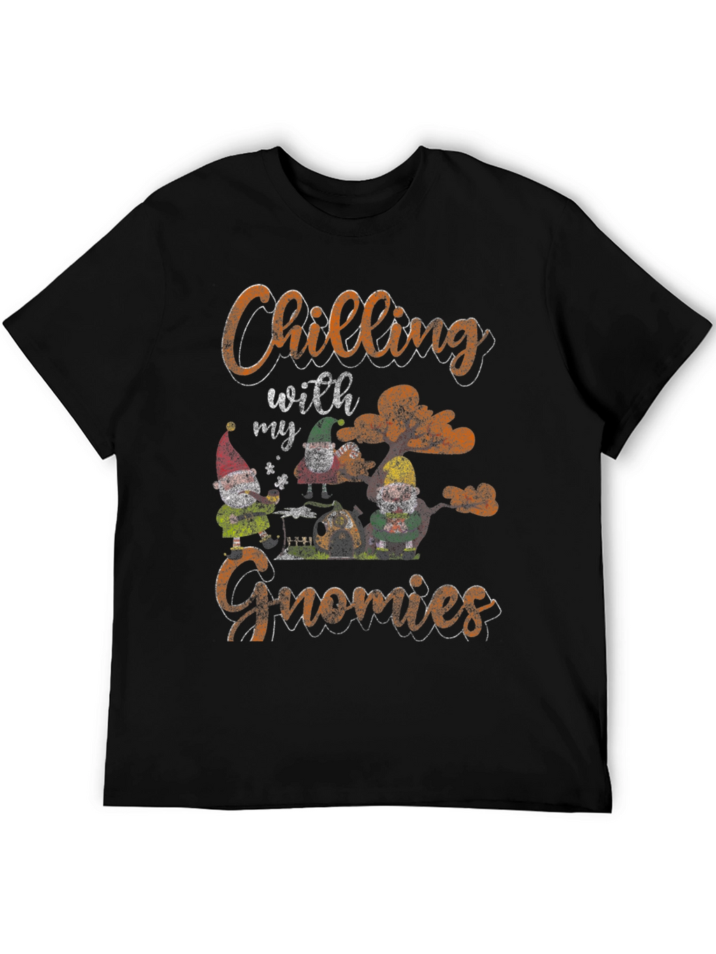 Chilling with my Gnomies Black T-Shirt