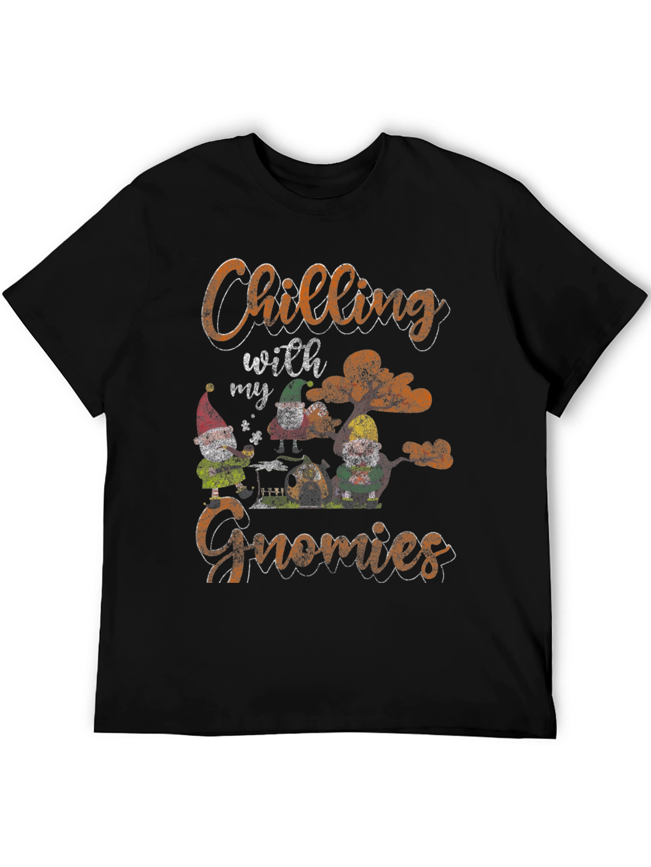 Chilling with my Gnomies Black T-Shirt