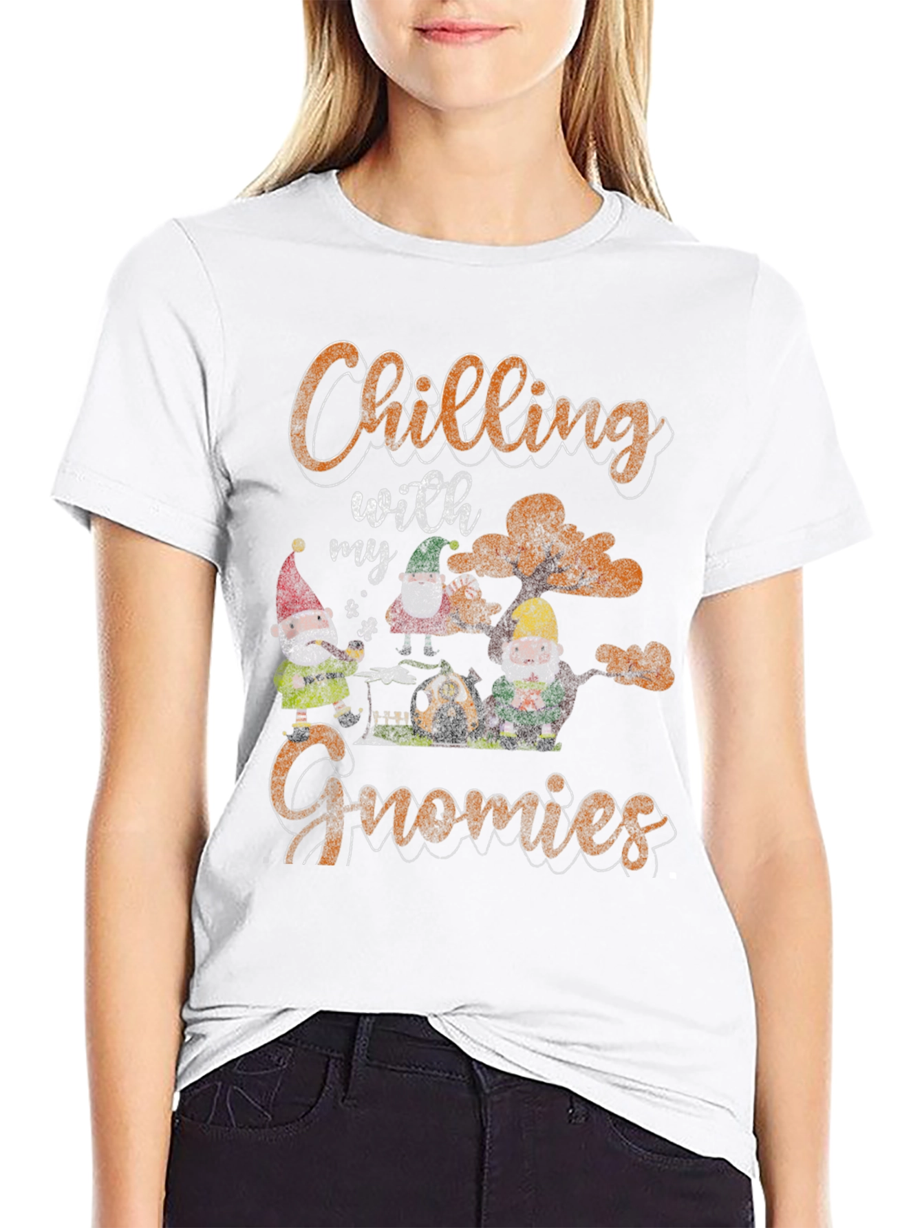 Chilling with my Gnomies Black T-Shirt