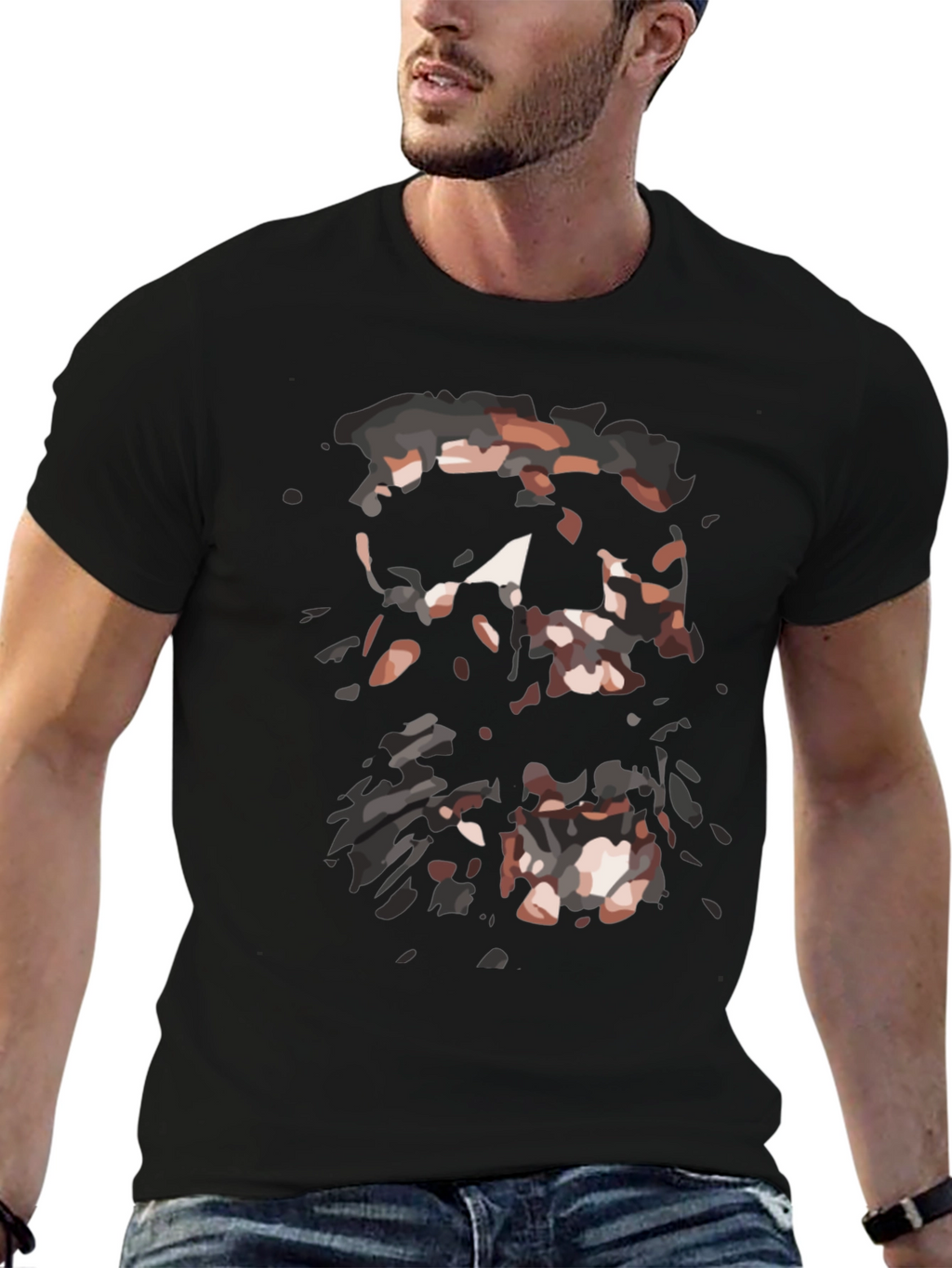 Abstract Graphic Print Black T-Shirt for Men