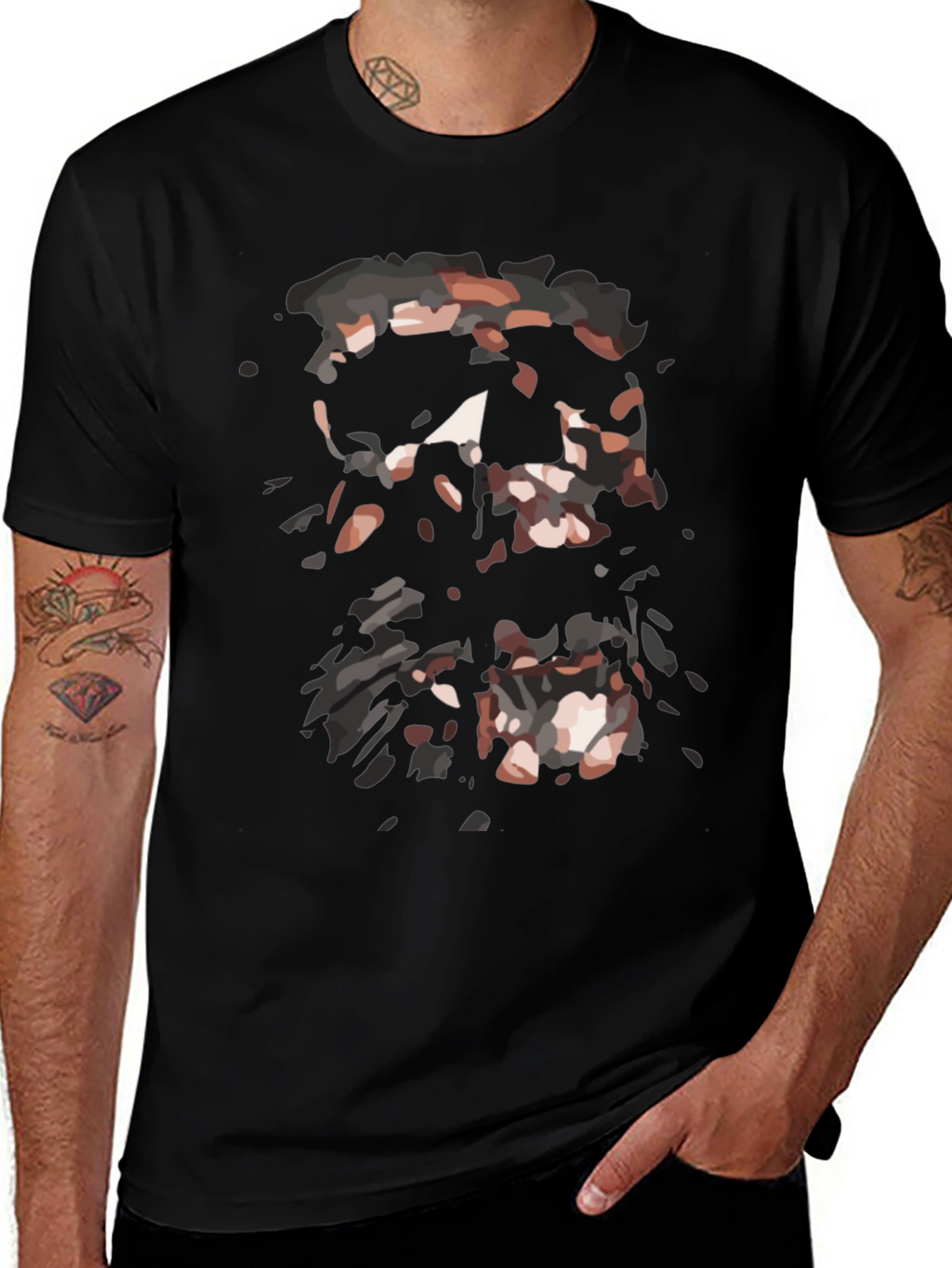 Abstract Graphic Print Black T-Shirt for Men