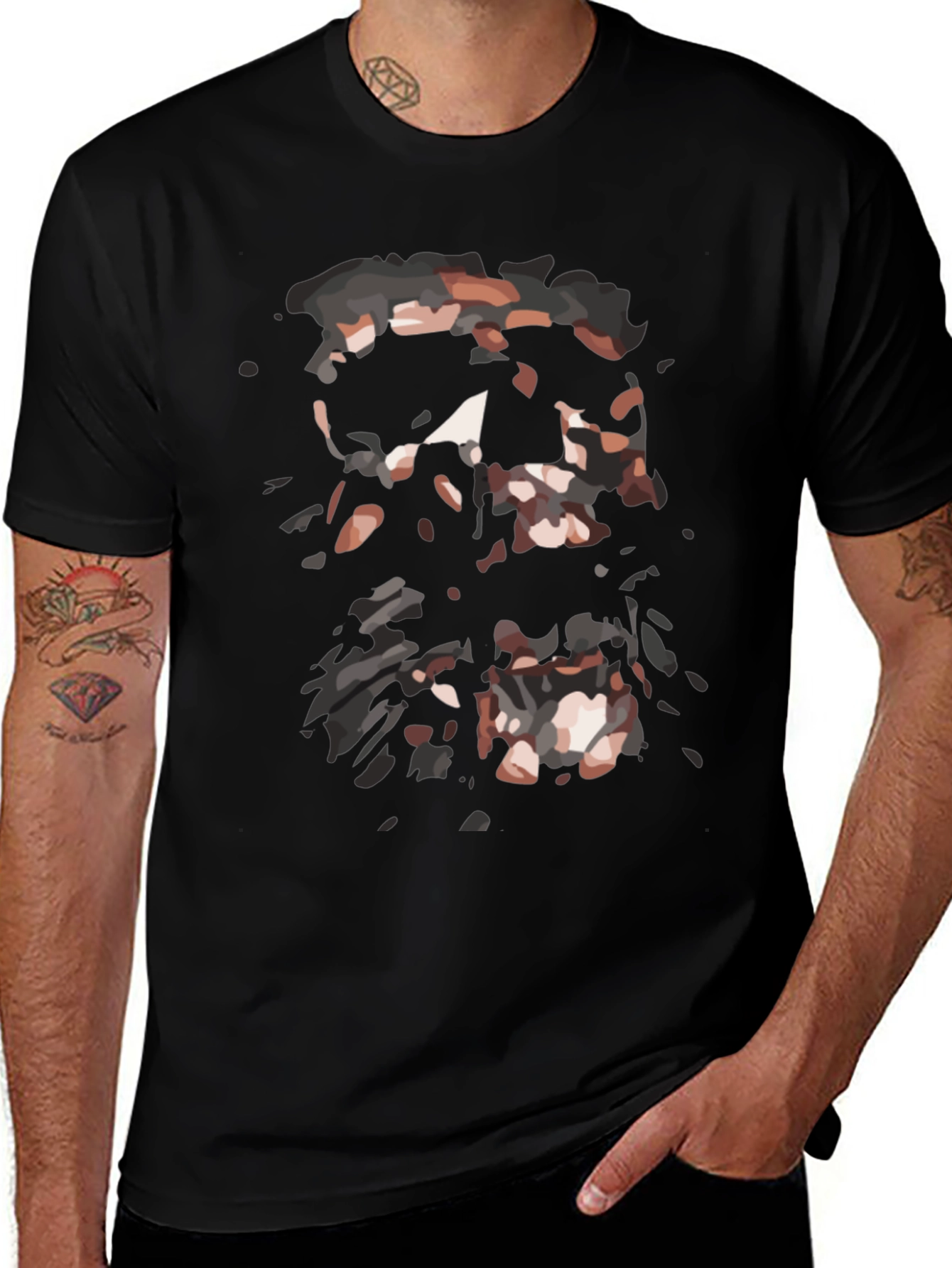 Abstract Graphic Print Black T-Shirt for Men