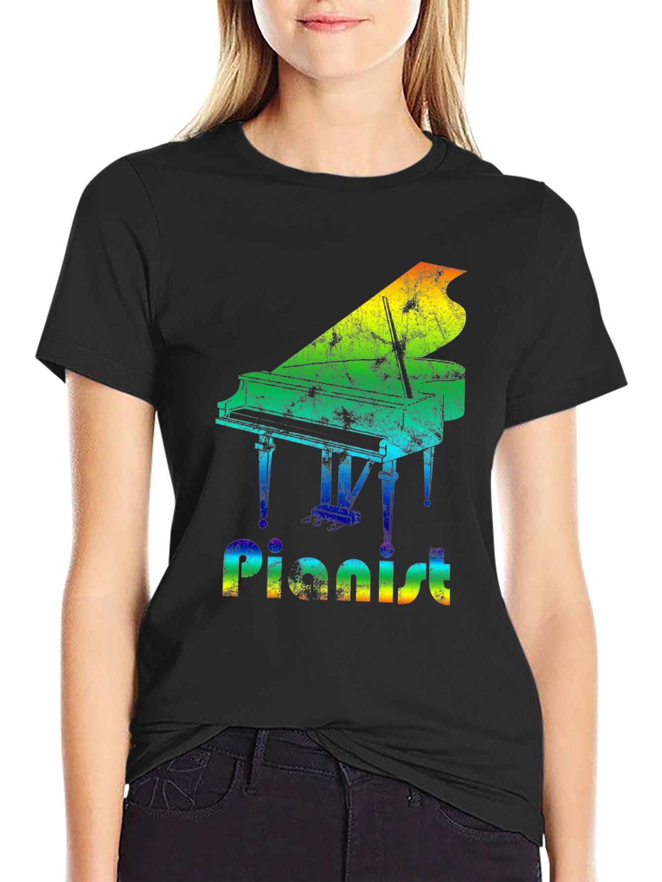 Rainbow Pianist T-Shirt - Colorful Music Lover Tee