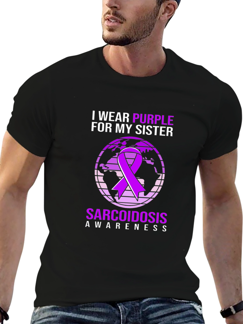 Sarcoidosis Awareness Purple Ribbon Graphic Tee