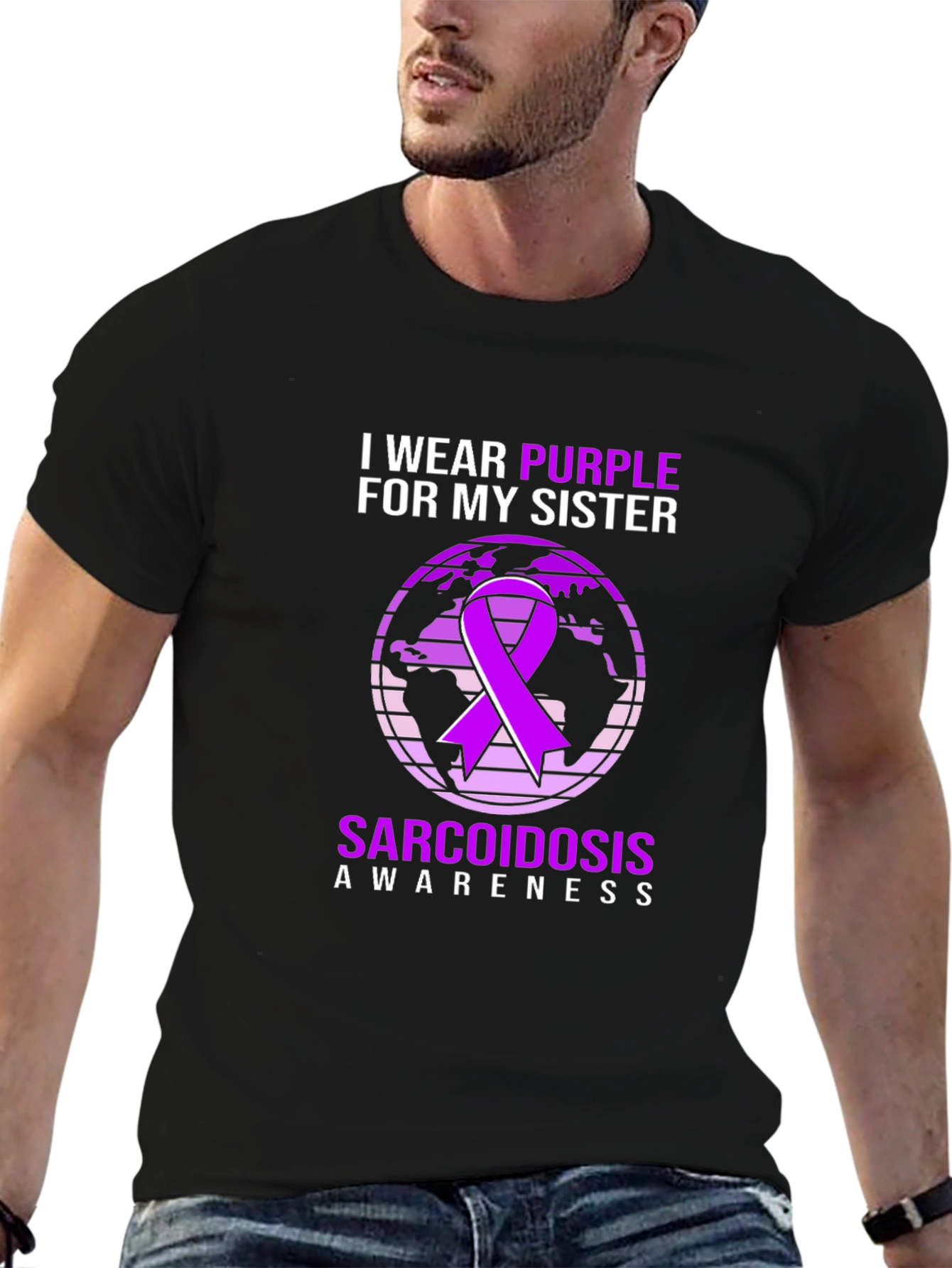 Sarcoidosis Awareness Purple Ribbon Graphic Tee