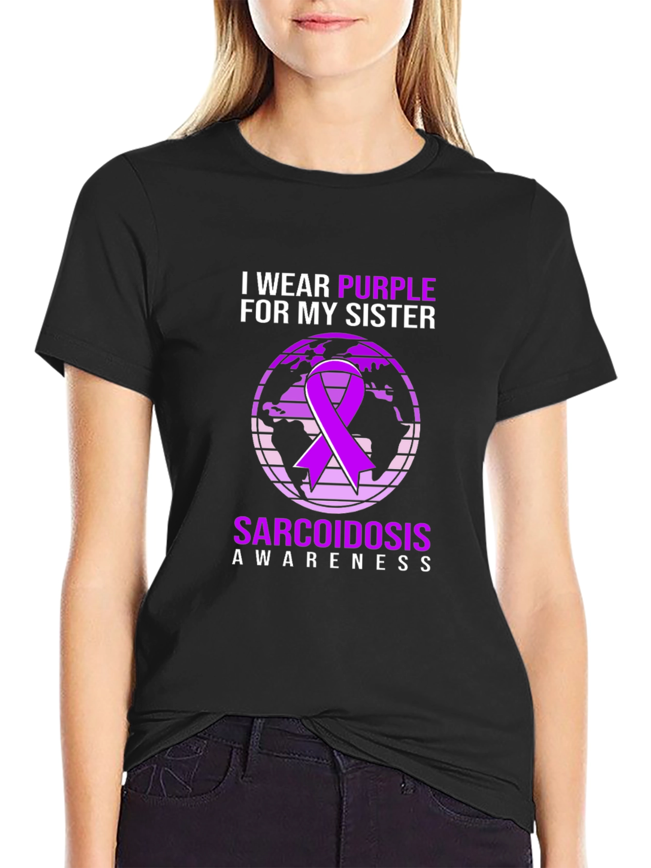 Sarcoidosis Awareness Purple Ribbon Graphic Tee