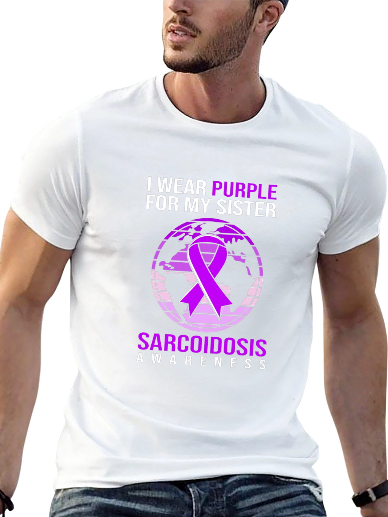 Sarcoidosis Awareness Purple Ribbon Graphic Tee