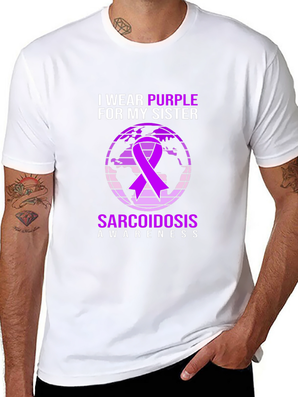 Sarcoidosis Awareness Purple Ribbon Graphic Tee
