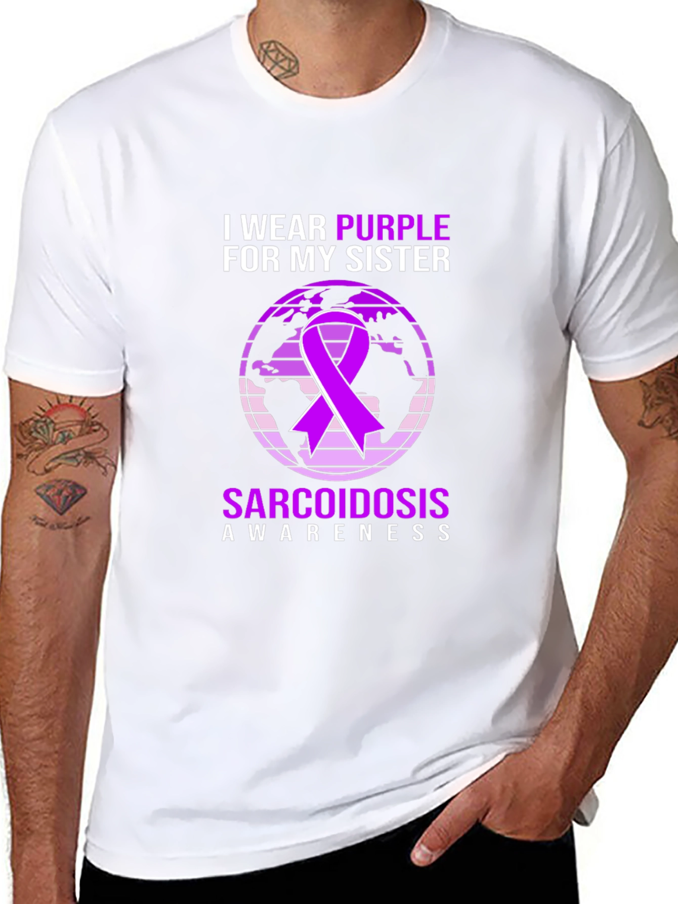 Sarcoidosis Awareness Purple Ribbon Graphic Tee