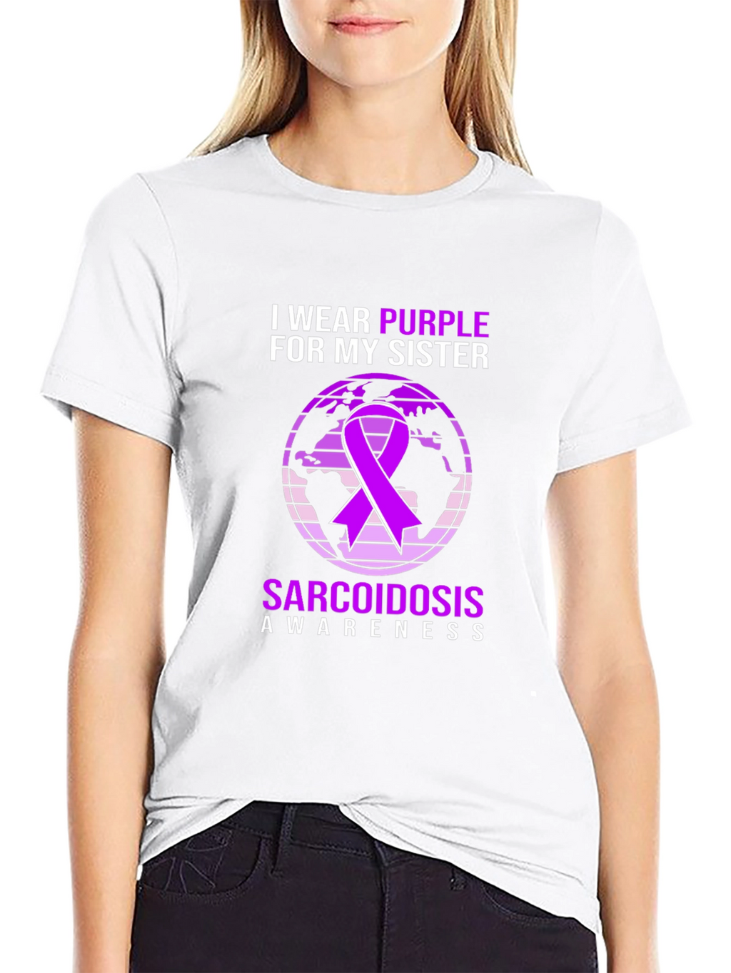 Sarcoidosis Awareness Purple Ribbon Graphic Tee
