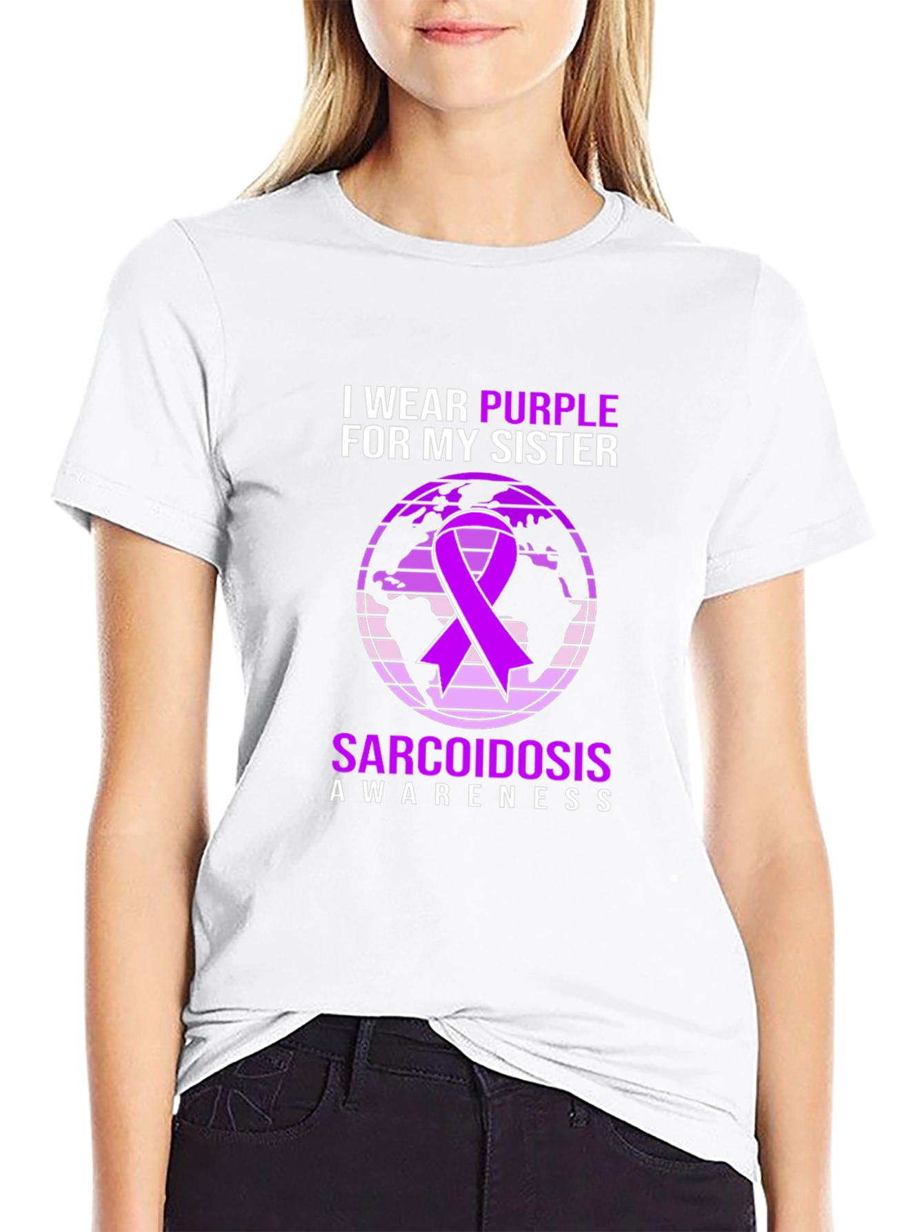 Sarcoidosis Awareness Purple Ribbon Graphic Tee