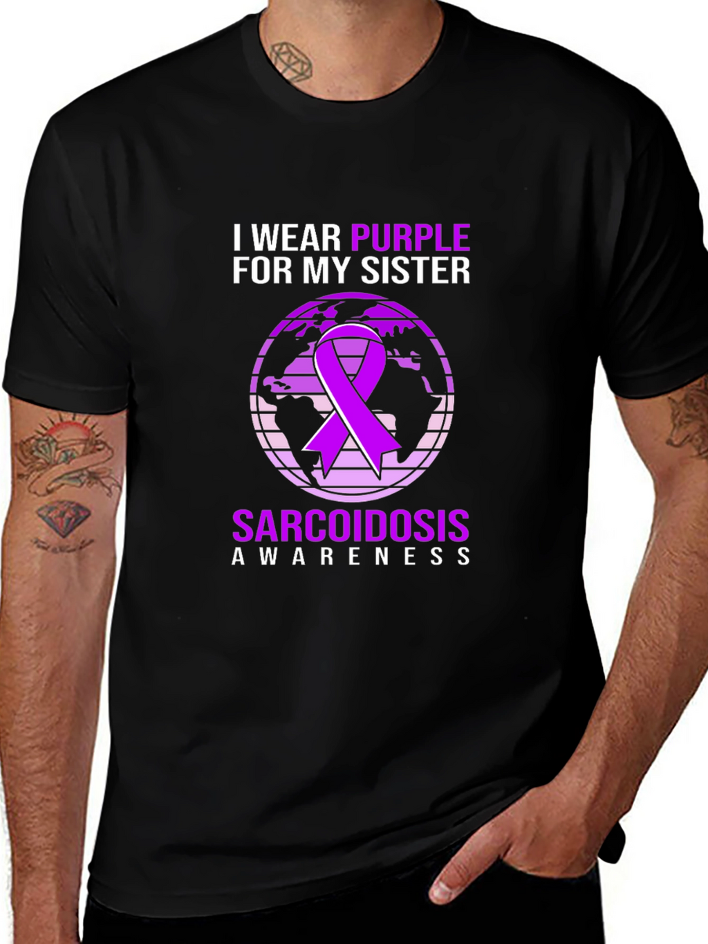 Sarcoidosis Awareness Purple Ribbon Graphic Tee