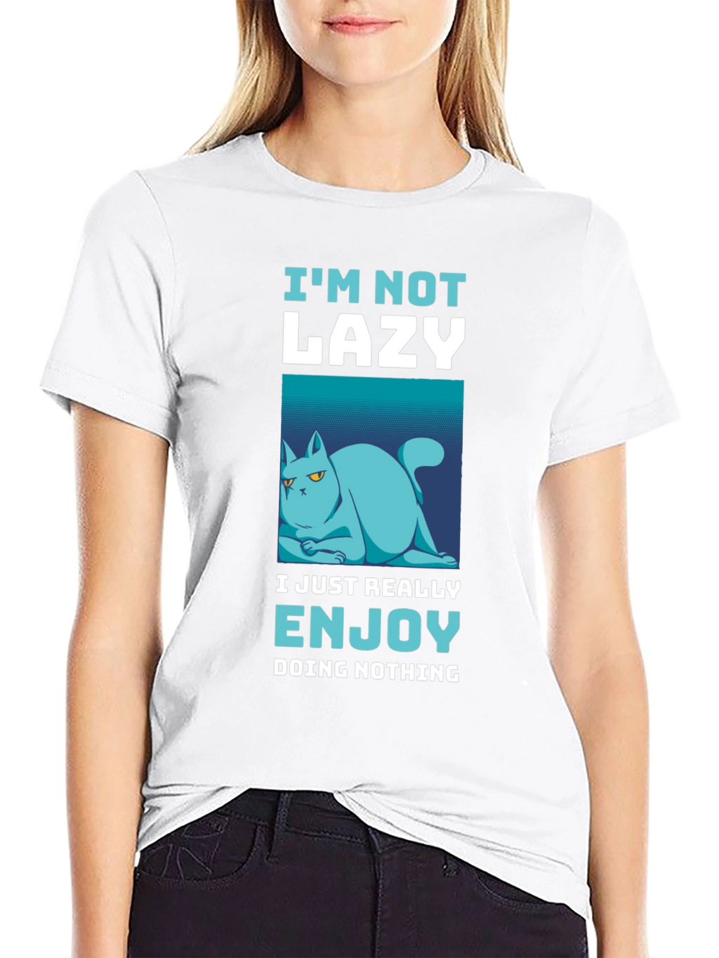 Funny Lazy Cat Graphic T-Shirt