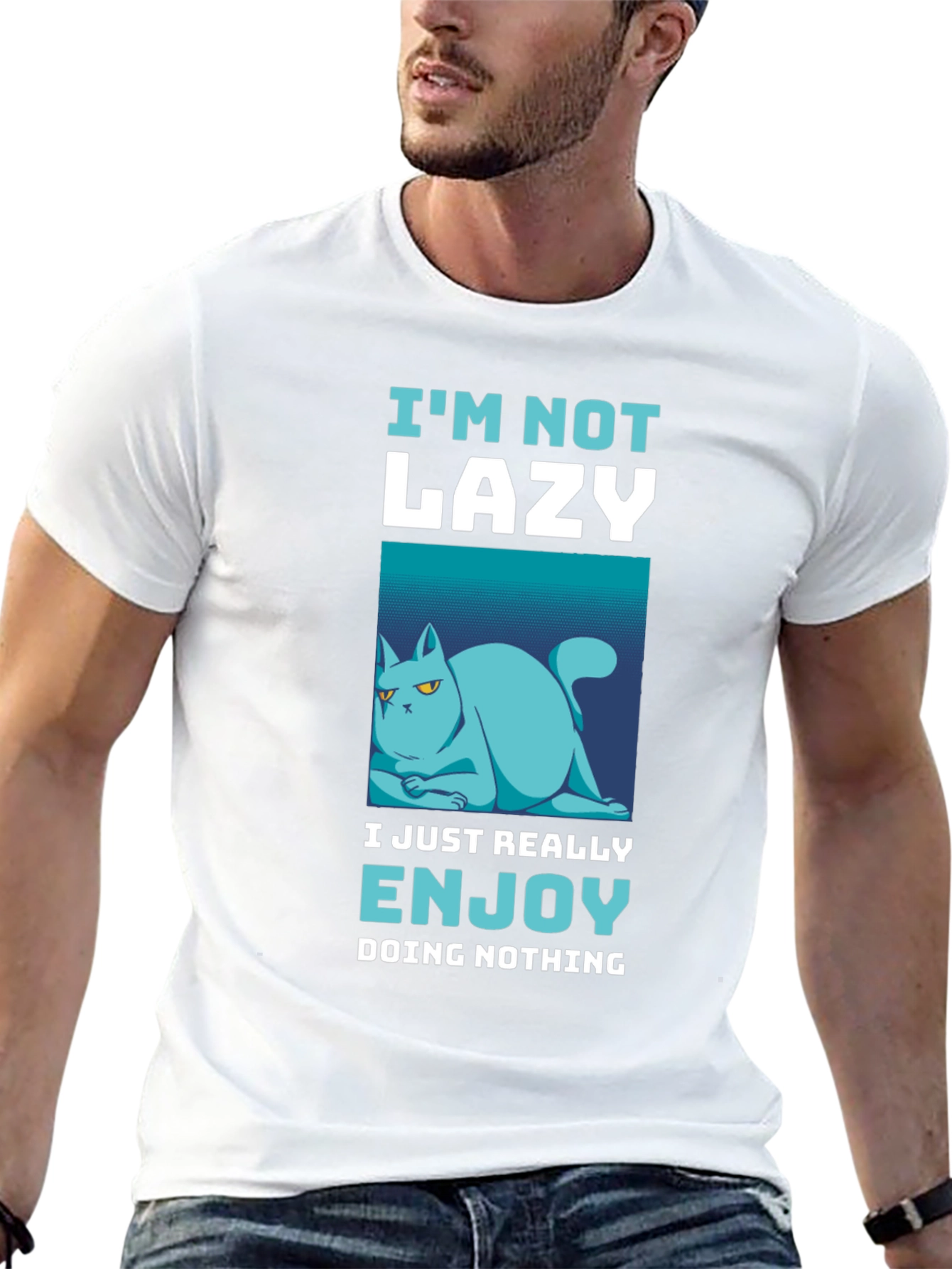 Funny Lazy Cat Graphic T-Shirt