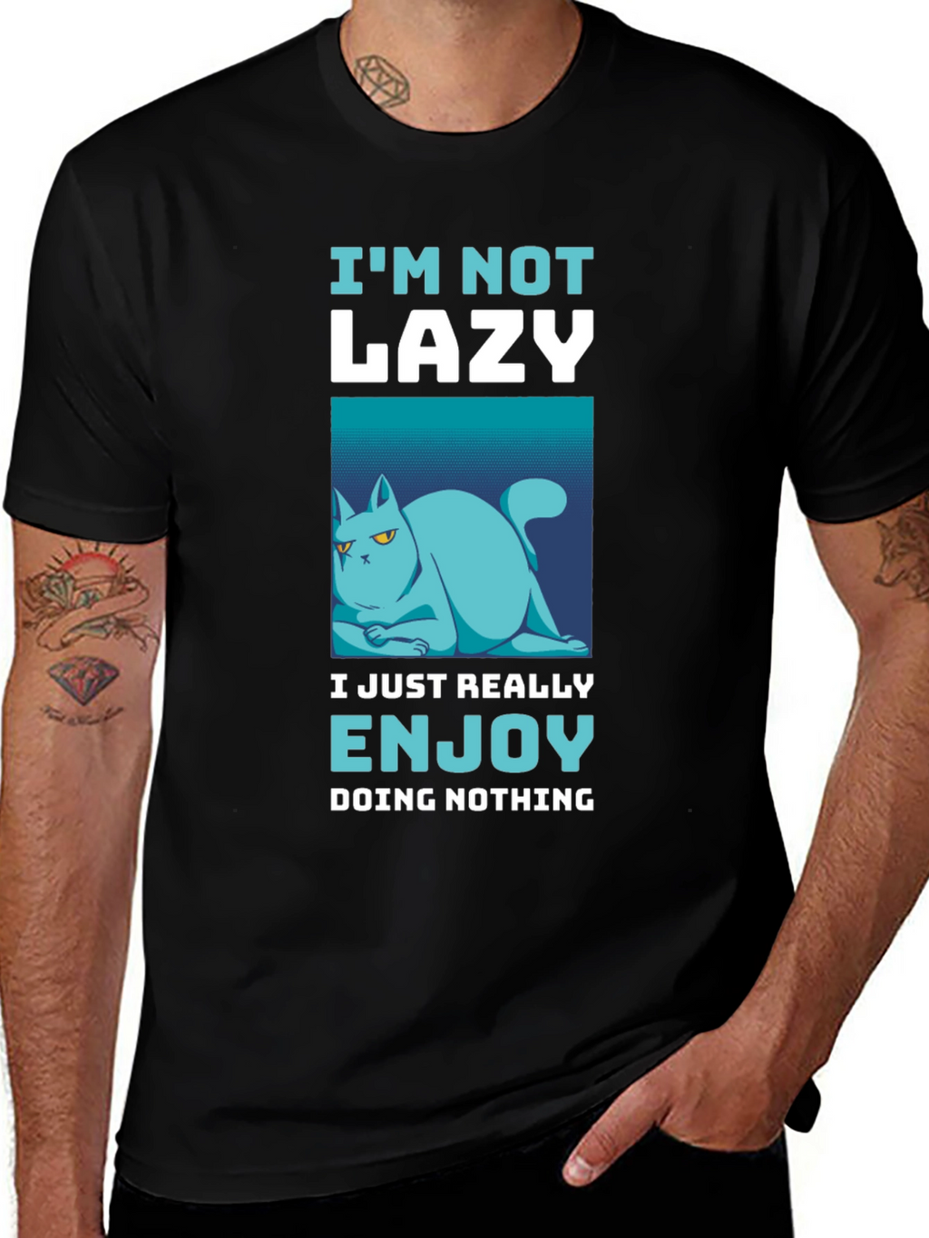 Funny Lazy Cat Graphic T-Shirt
