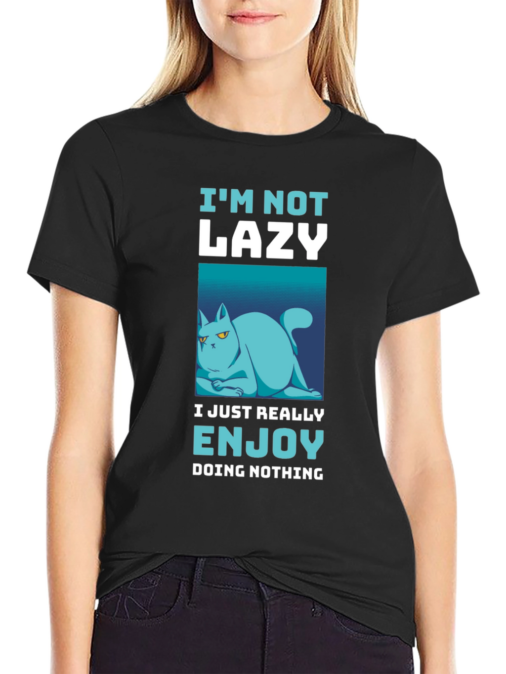Funny Lazy Cat Graphic T-Shirt