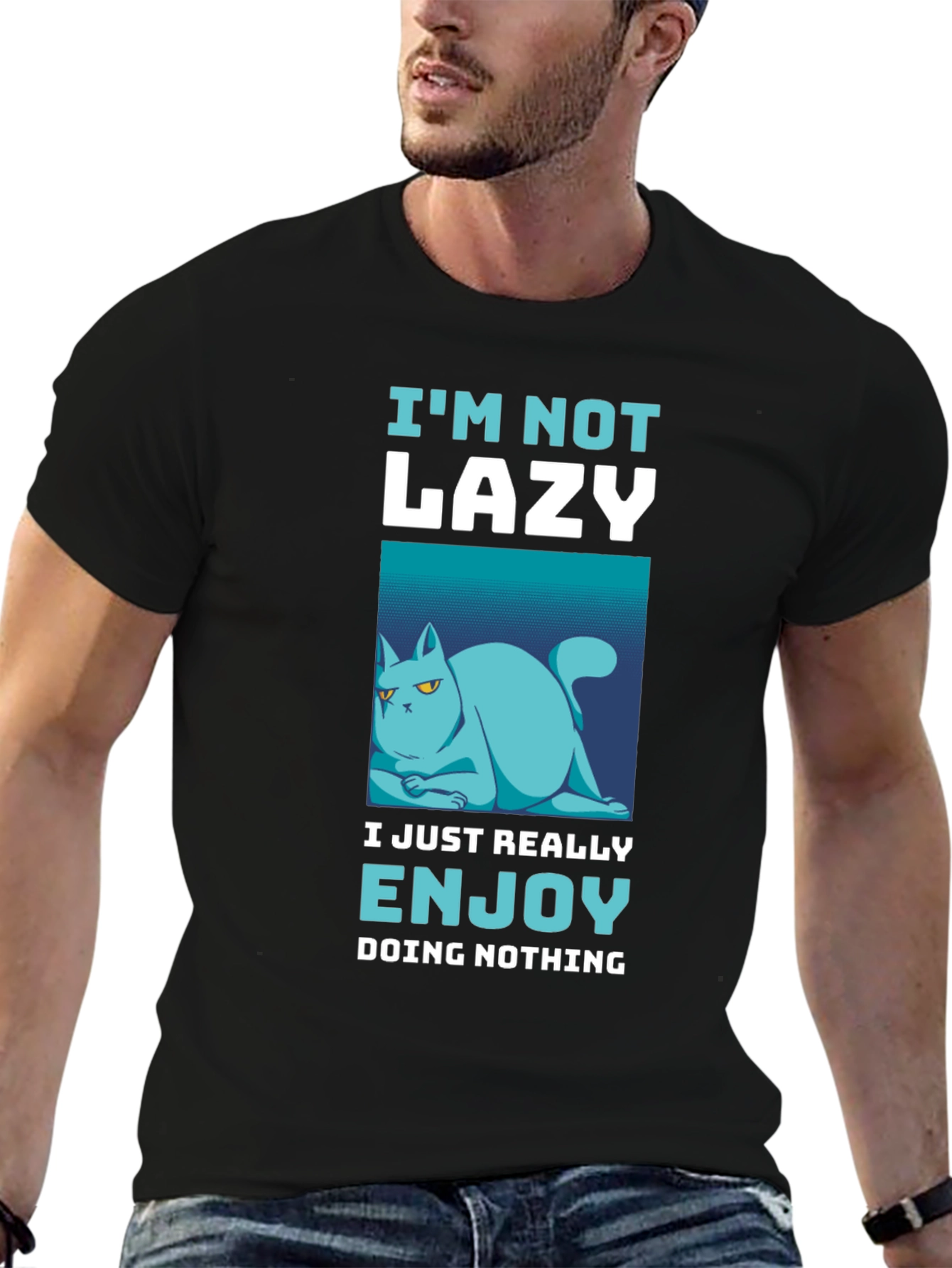 Funny Lazy Cat Graphic T-Shirt