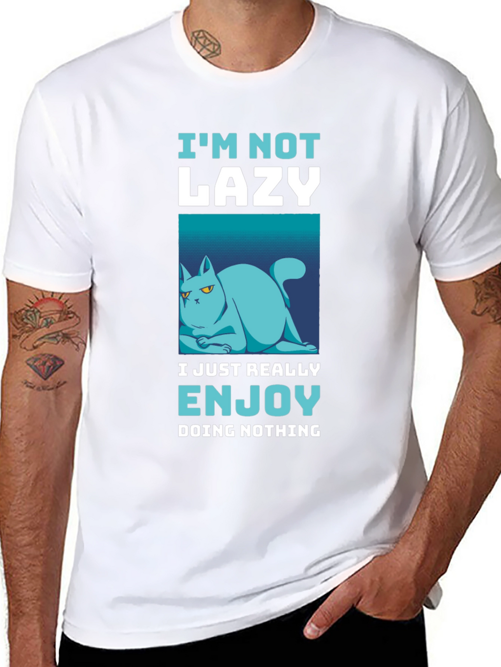 Funny Lazy Cat Graphic T-Shirt