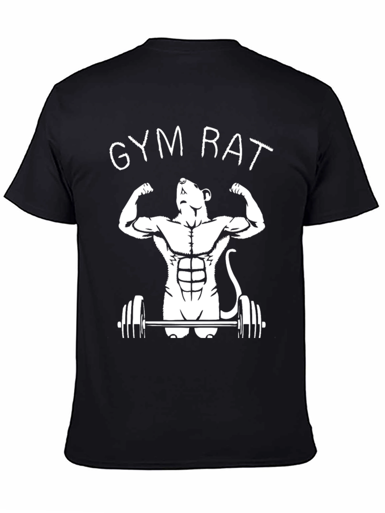 Gym Rat Black Graphic T-Shirt - Workout Mouse Design