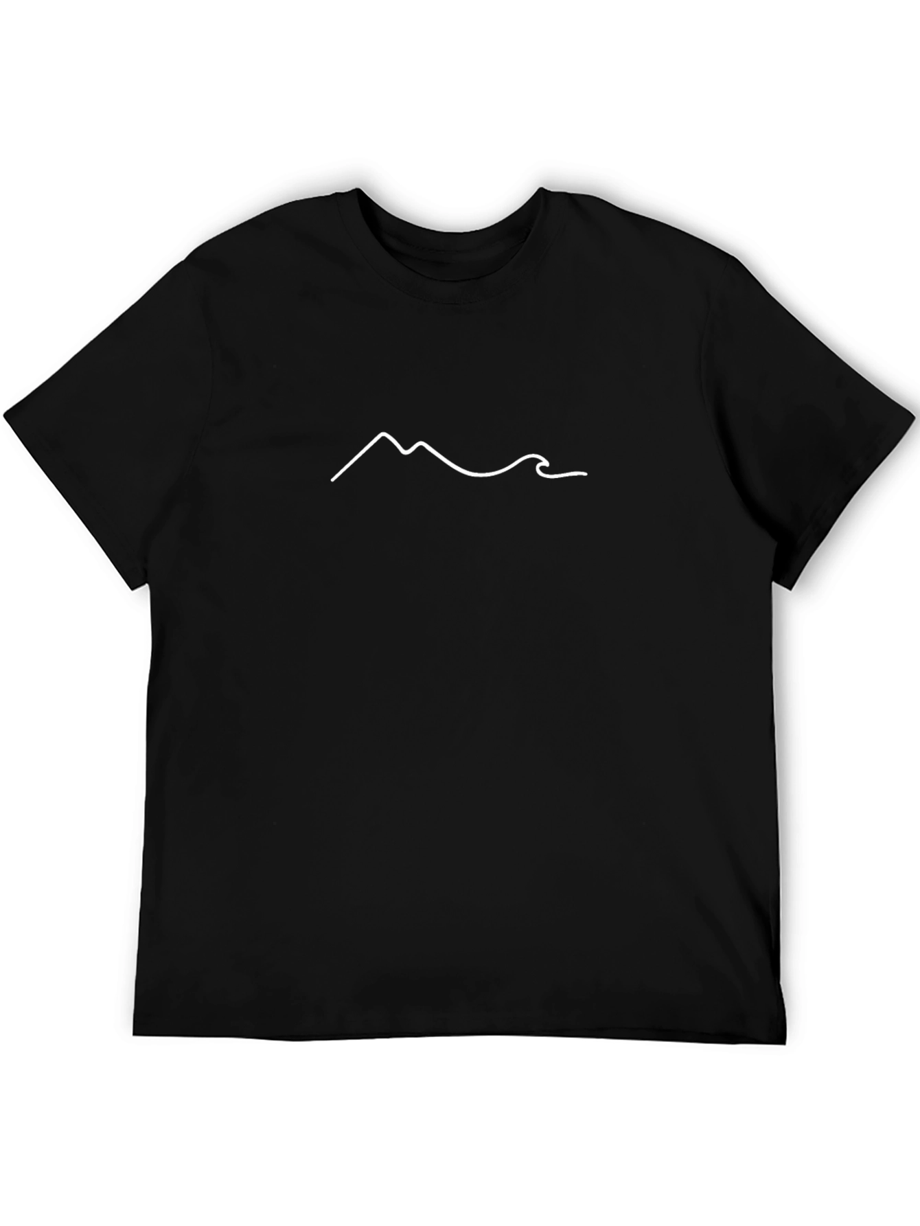 Minimalist Mountain Wave T-Shirt - Black