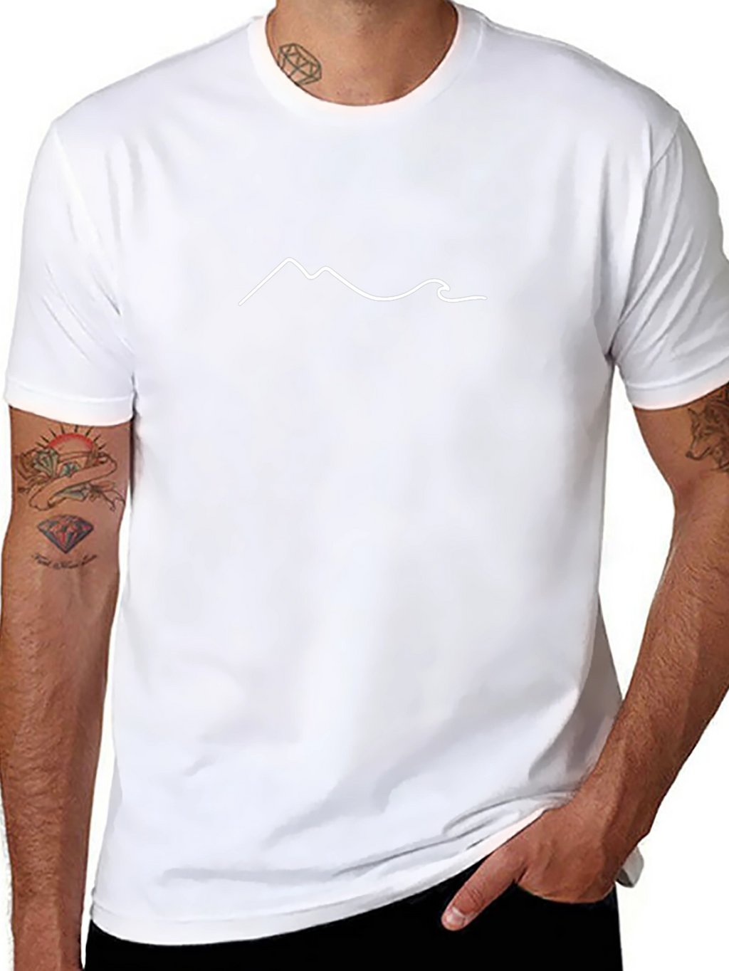 Minimalist Mountain Wave T-Shirt - Black