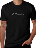 Minimalist Mountain Wave T-Shirt - Black